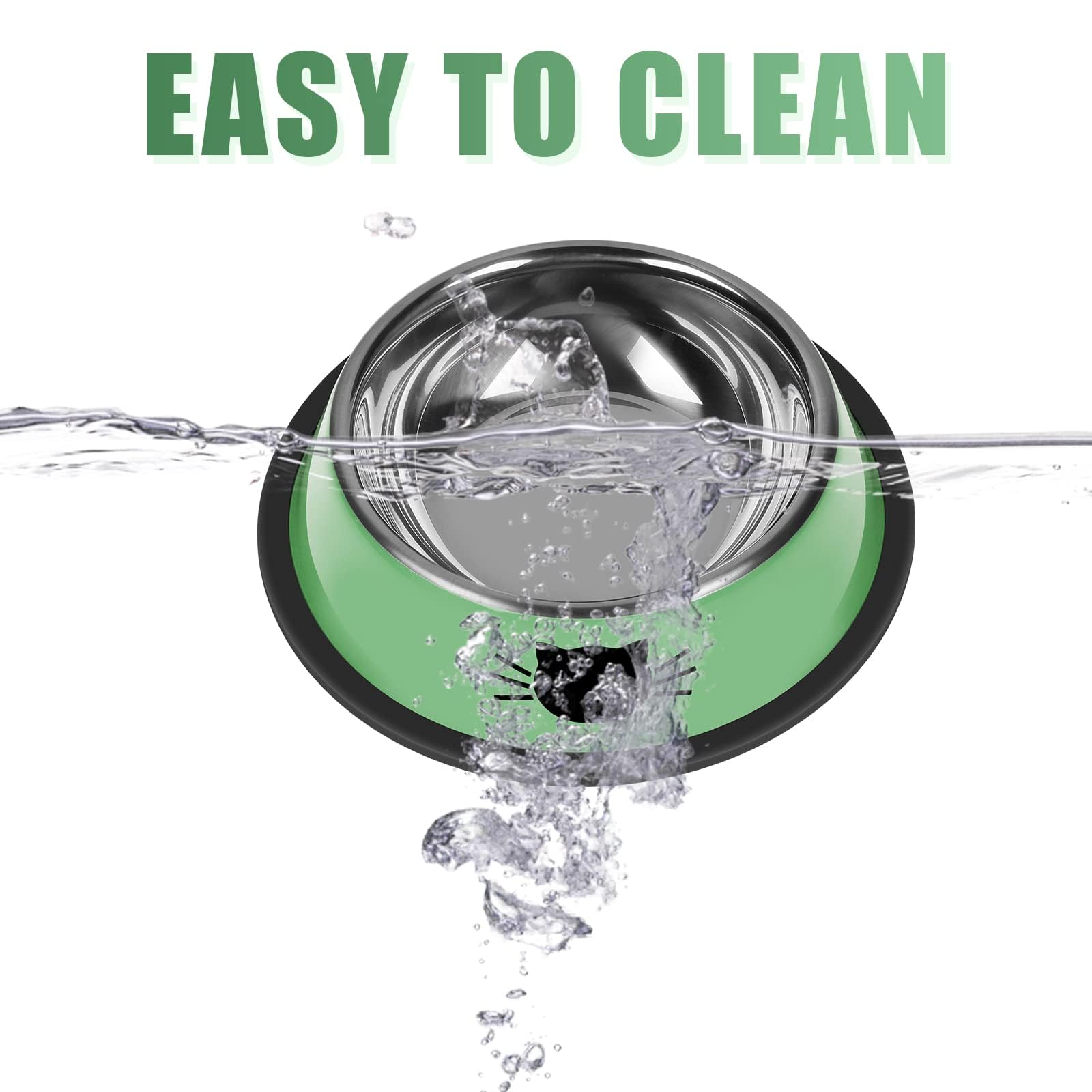 Non-Slip Stainless Steel Cat Bowls - 2 Pack, 7oz, Unbreakable & Easy Clean for Feeding Pets at Home