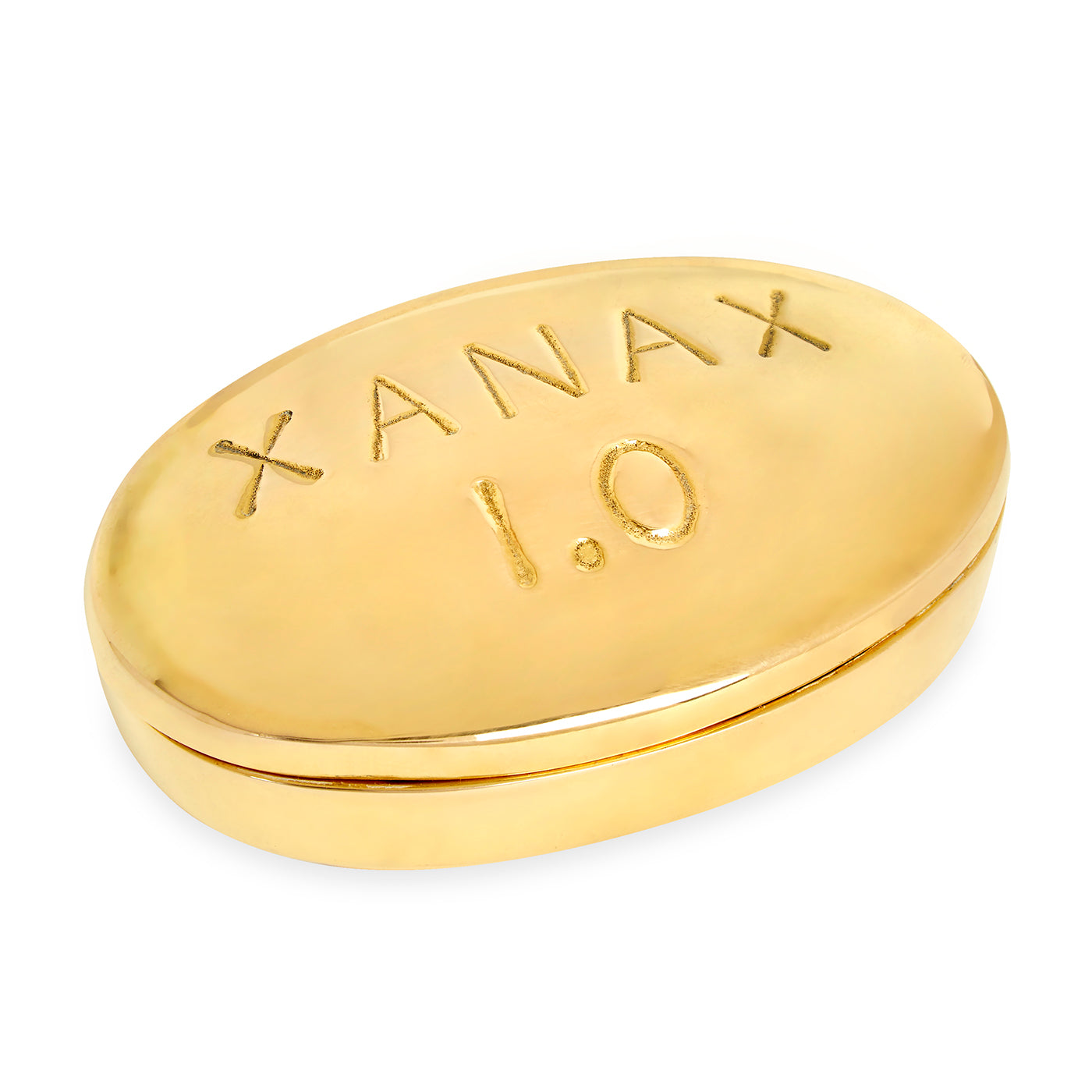 Premium Xanax Brass Pill Box - Compact & Durable Medication Organizer for Travel, Daily Use, and Emergency Storage