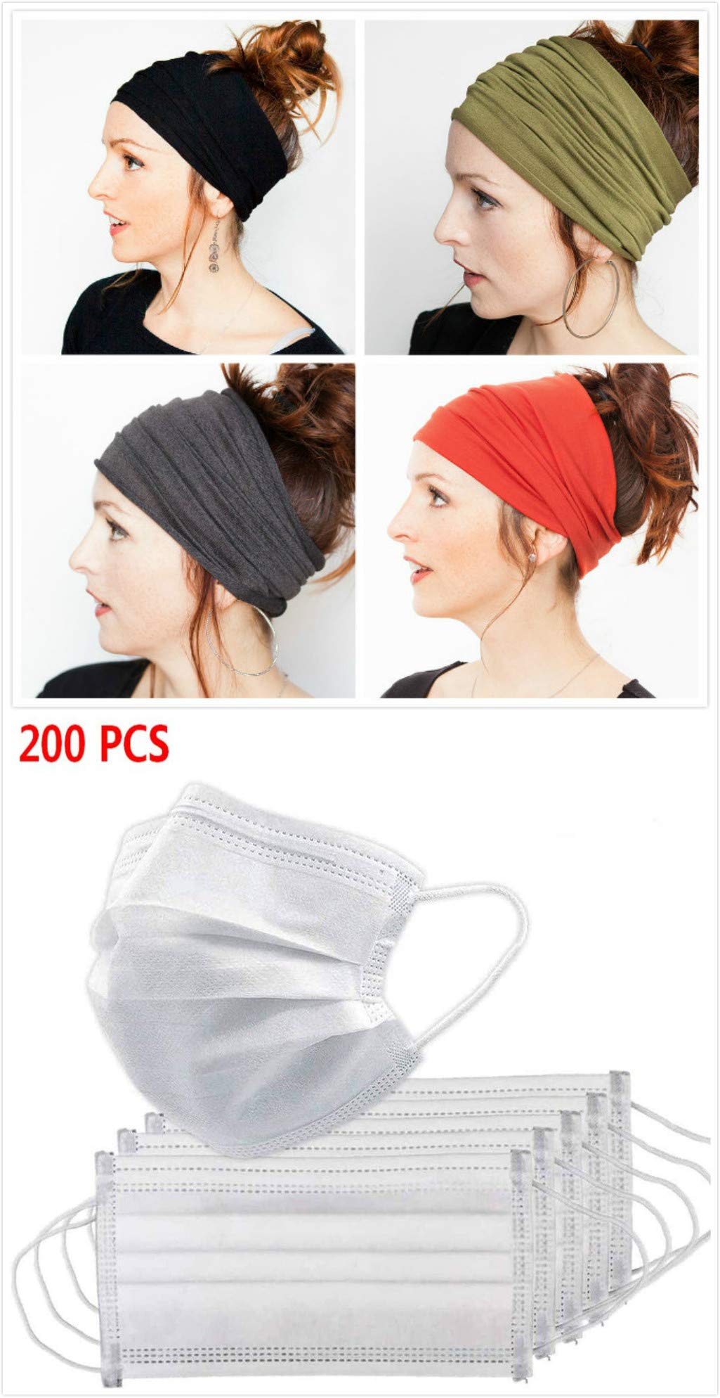 Women's & Men's Elastic Yoga Headbands for Running, Fitness & Sports – Set of 4 Non-Slip Athletic Headwraps – Perfect for Workouts, Gym, Tennis & Outdoor Activities – MA SKS Brand