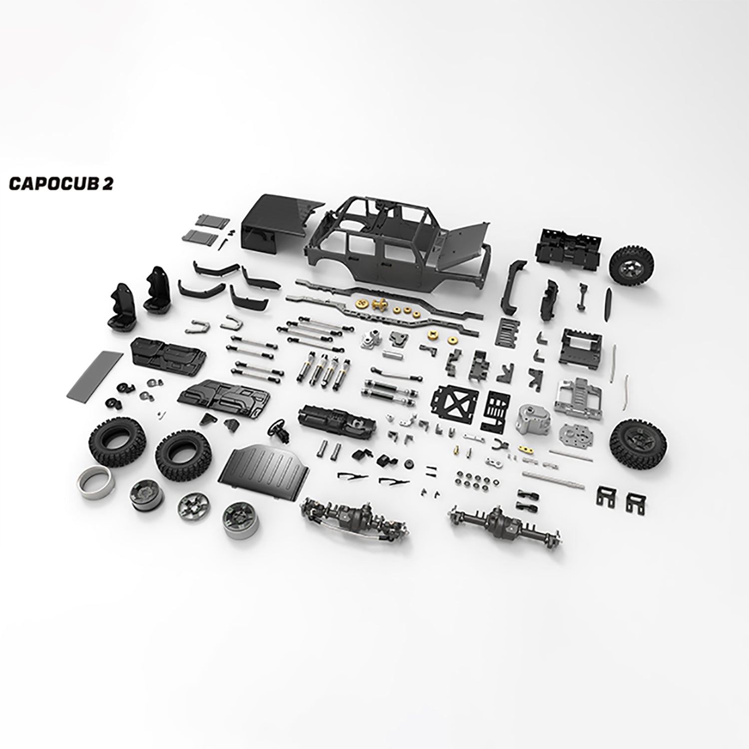 1/18 CAPO CUB2 JK DIY RC Crawler Car Kit - Unassembled Plastic Cabin Shell with Metal Chassis & 2-Speed Gearbox Differential - Off-Road Adventure, Rock Crawling, RC Hobby Enthusiasts