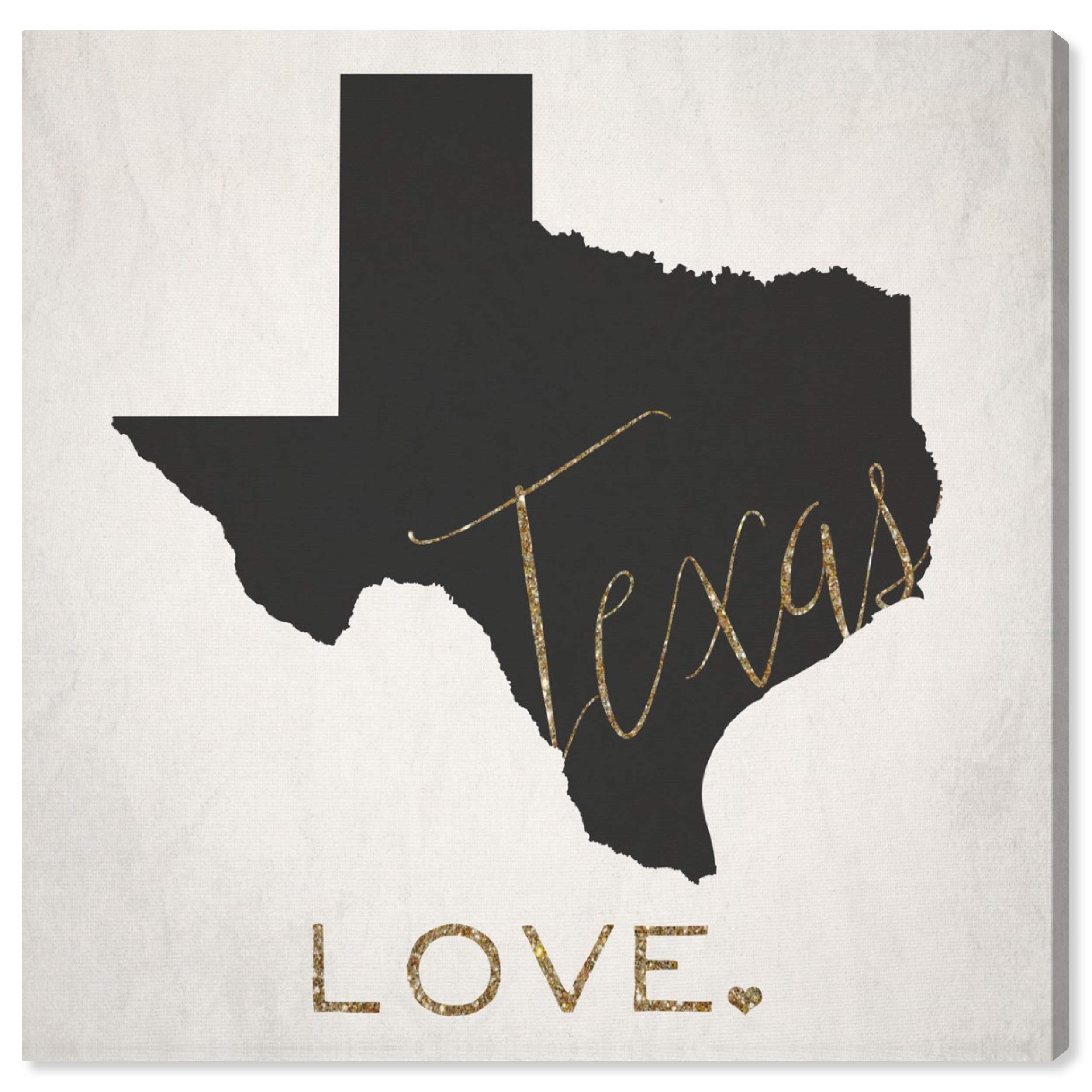 Texas Love Map Wall Art Canvas Print - 20x20 Inches Black & Gold Home Decor by Oliver Gal Artist Co. | Perfect for Living Room, Bedroom & Office Wall Decoration