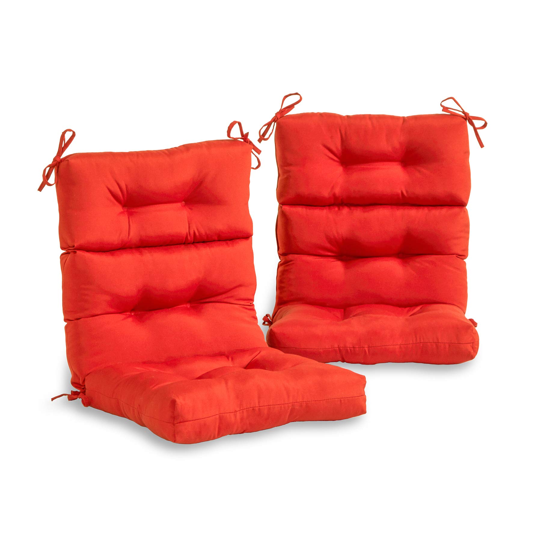 South Pine Porch Outdoor High-Back Chair Cushion Set of 2 - Waterproof Salsa Red Patio Furniture Cushions for Deck, Poolside & Garden Relaxation