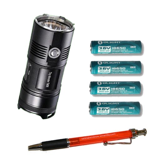 Nitecore TM06 3800 Lumen Rechargeable Flashlight with 4x 3400mAh Batteries & Squibble Pen - High-Power LED Torch for Camping, Hiking, Emergency, and Outdoor Adventures
