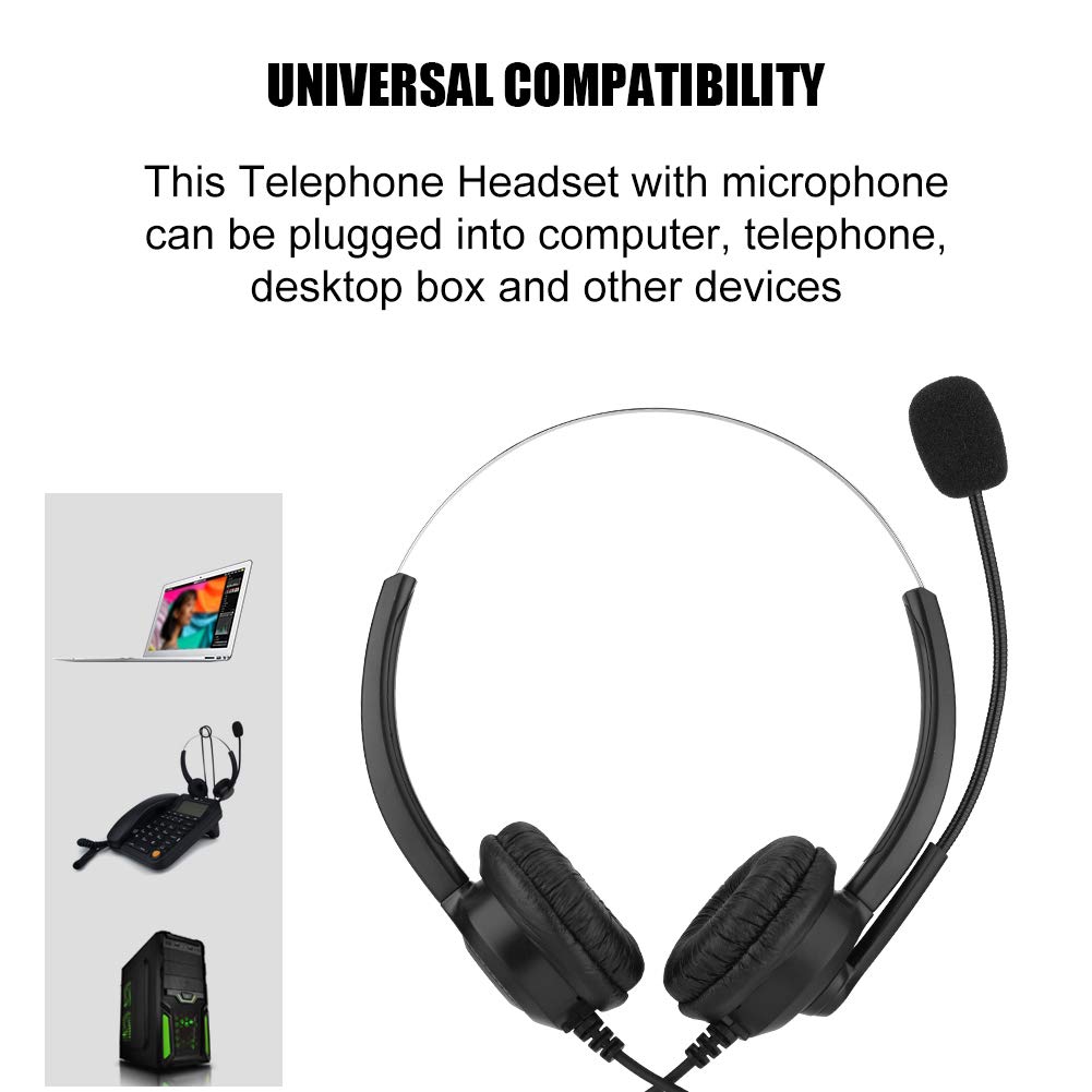 Noise Cancelling Over-Ear Headphones with Mic - 3.5mm Wired Stereo Headset for Call Center, Office, Skype, Video Conference - 360° Rotatable Earmuffs for PC, Laptop, Mobile Phone - Perfect for Remote Work, Online Classes & Gaming Sessions