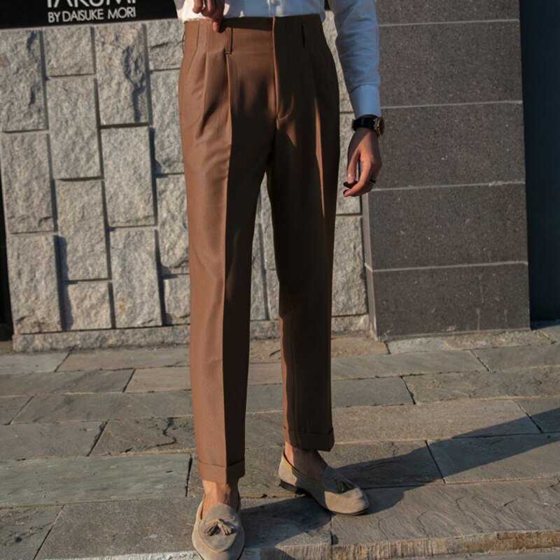 Premium British Gentleman Trousers - Classic Formal Dress Pants for Business & Office Wear - Elegant Men's Wool Blend Suit Pants for Weddings & Special Occasions