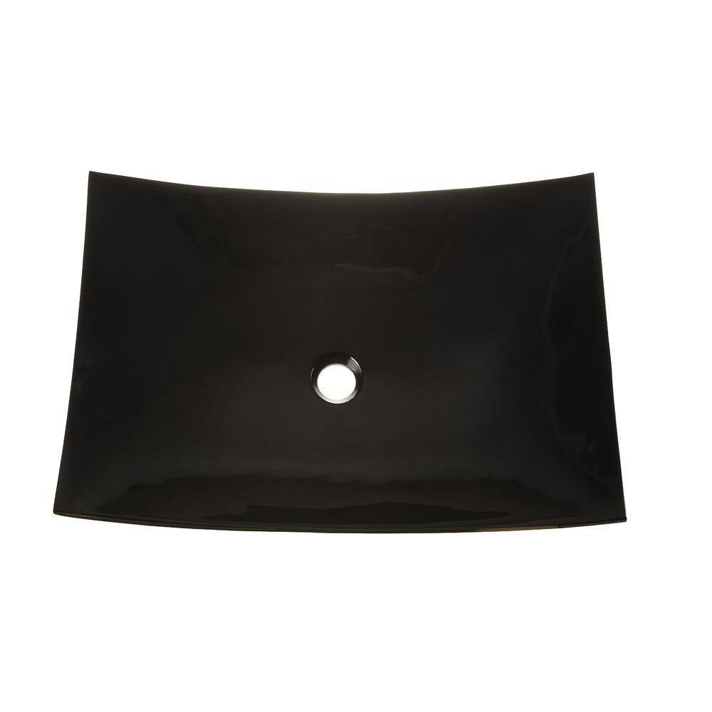 Decorative Obsidian Black Slumped Glass Vessel Sink - Modern Bathroom Vanity Sink for Contemporary Home Decor | Perfect for Master Bath, Powder Room & Spa Retreats