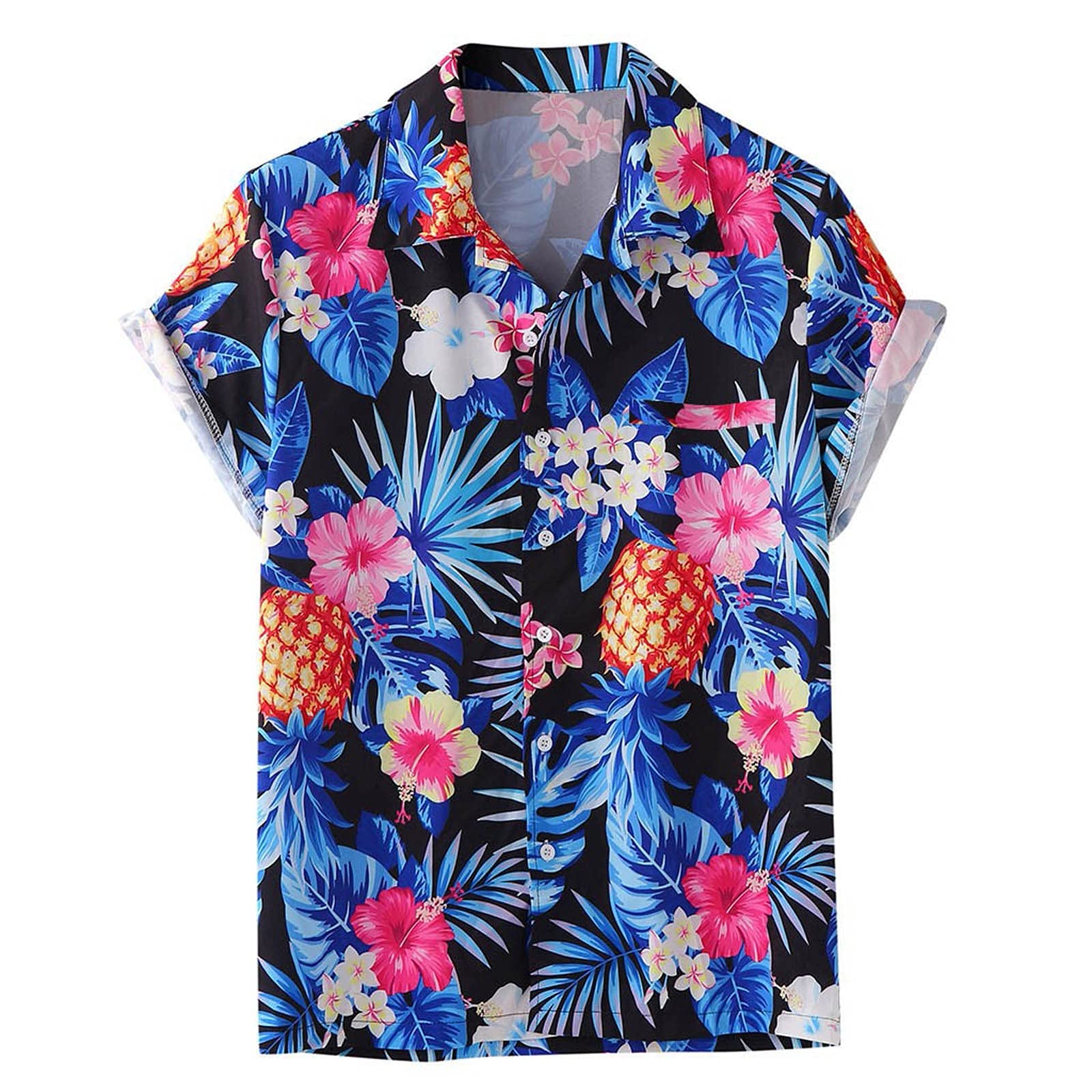 YHAIOGS Men's Short Sleeve Button Down Shirts - Colorful Striped Casual Hawaiian Shirts for Summer | Loose Fit Comfortable Blouse for Beach, Vacation & Outdoor Activities