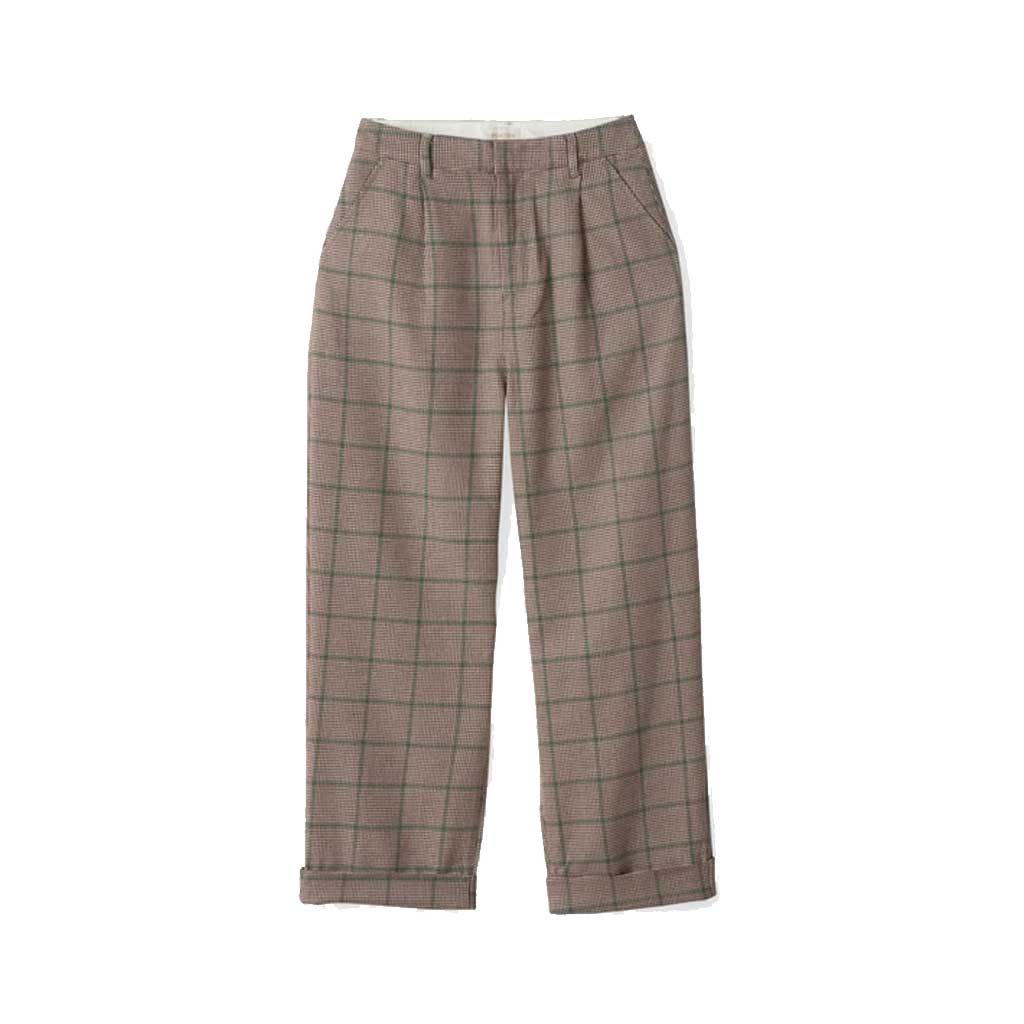 Brixton Women's Victory Trouser Pant - High Waist Slim Fit Casual Pants in Sesame/Seal Brown | Perfect for Office, Travel & Everyday Wear