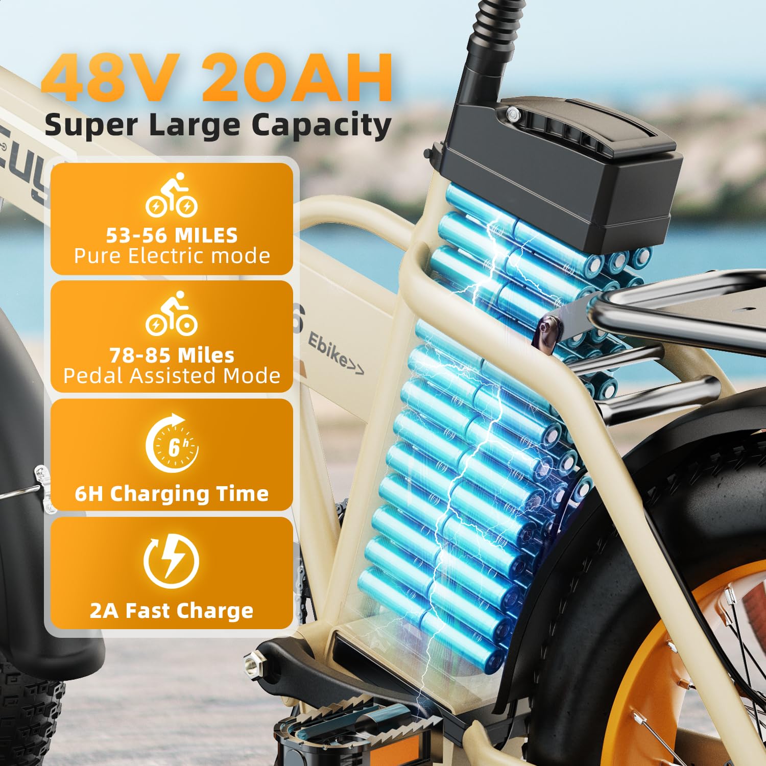 1000W Folding Electric Bike for Adults - 48V 20AH Removable Battery, 30+MPH Speed, 80 Miles Max Range, 20