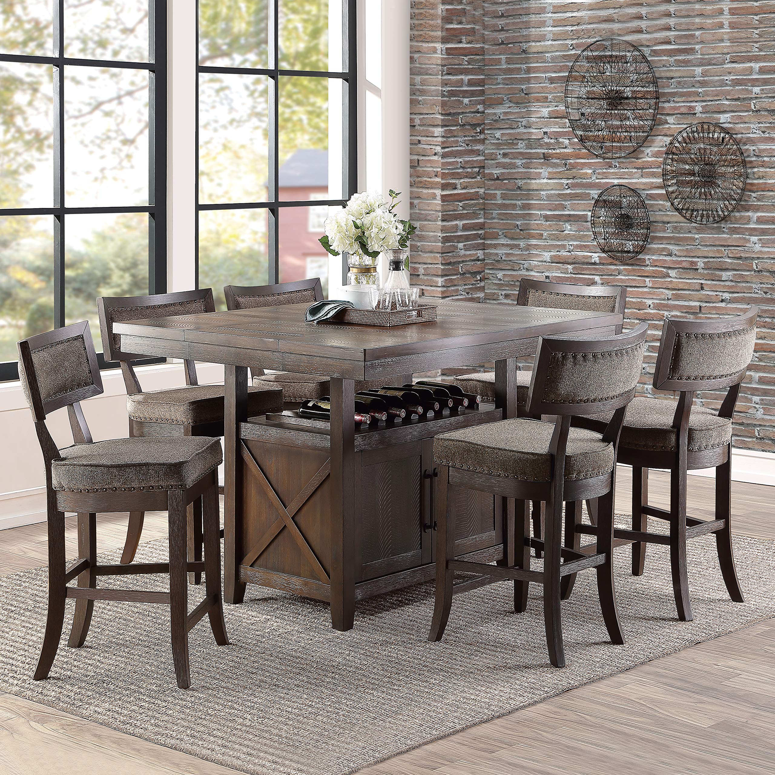 Lexicon Palladium Counter Height Dining Chairs (Set of 2) - Cherry & Grey Modern Bar Stools for Kitchen Island, Breakfast Nook, and Dining Room