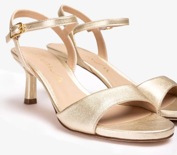 UNISA Gold Heeled Sandals for Women - Elegant High Heel Open Toe Summer Sandals with Ankle Strap | Perfect for Weddings, Parties & Beach Vacations