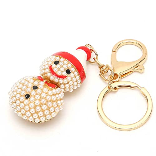 Pearl Snowman Keychain - Christmas Gift Jewelry for Bags & Keys