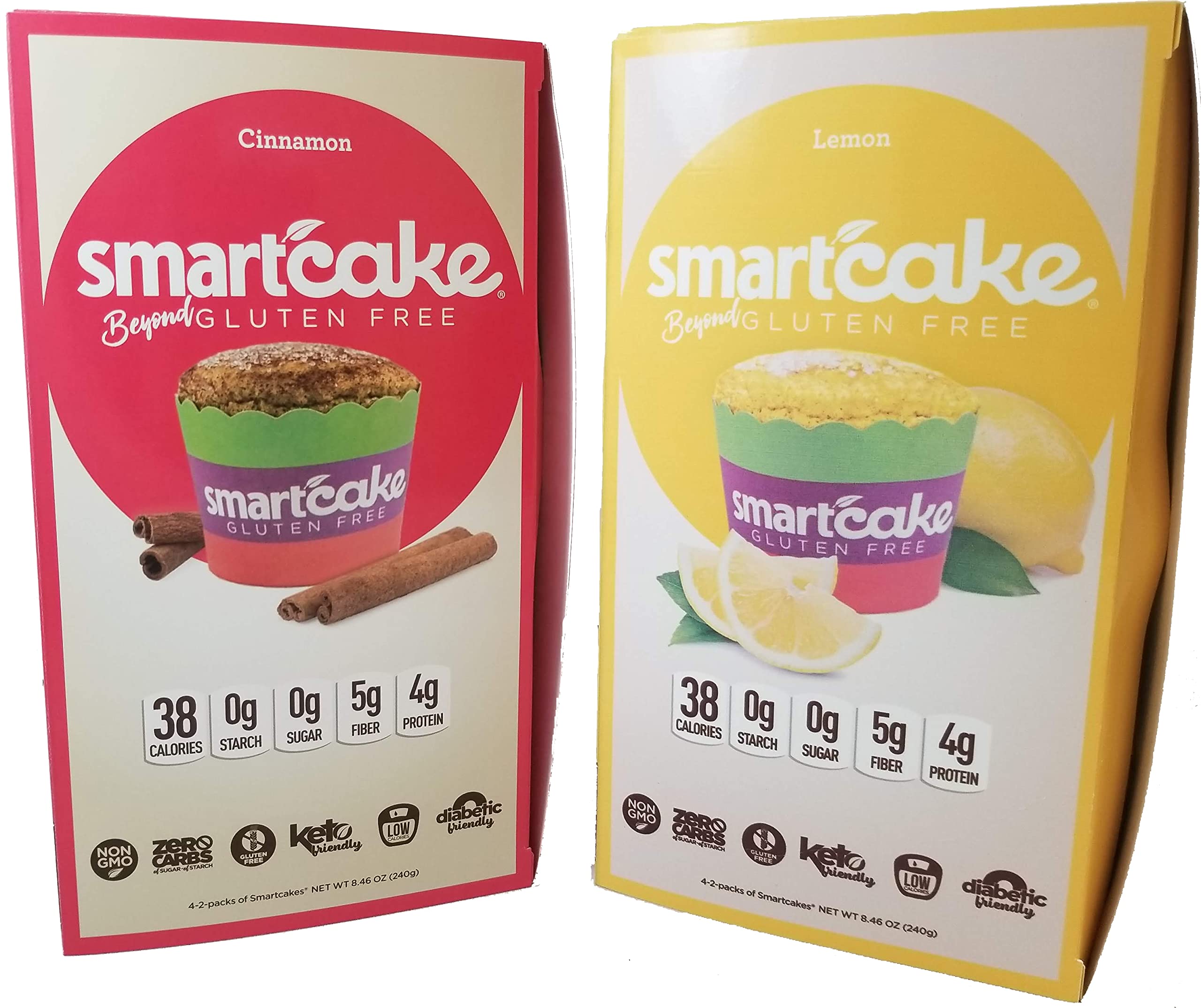 SMARTCAKE Bundle - 4x Lemon & 4x Cinnamon Twin Packs (8 Total) | Gluten Free, Sugar Free, Low Carb Keto Snack Cakes | Perfect for Weight Loss, Diabetic Diets & On-the-Go Healthy Snacking