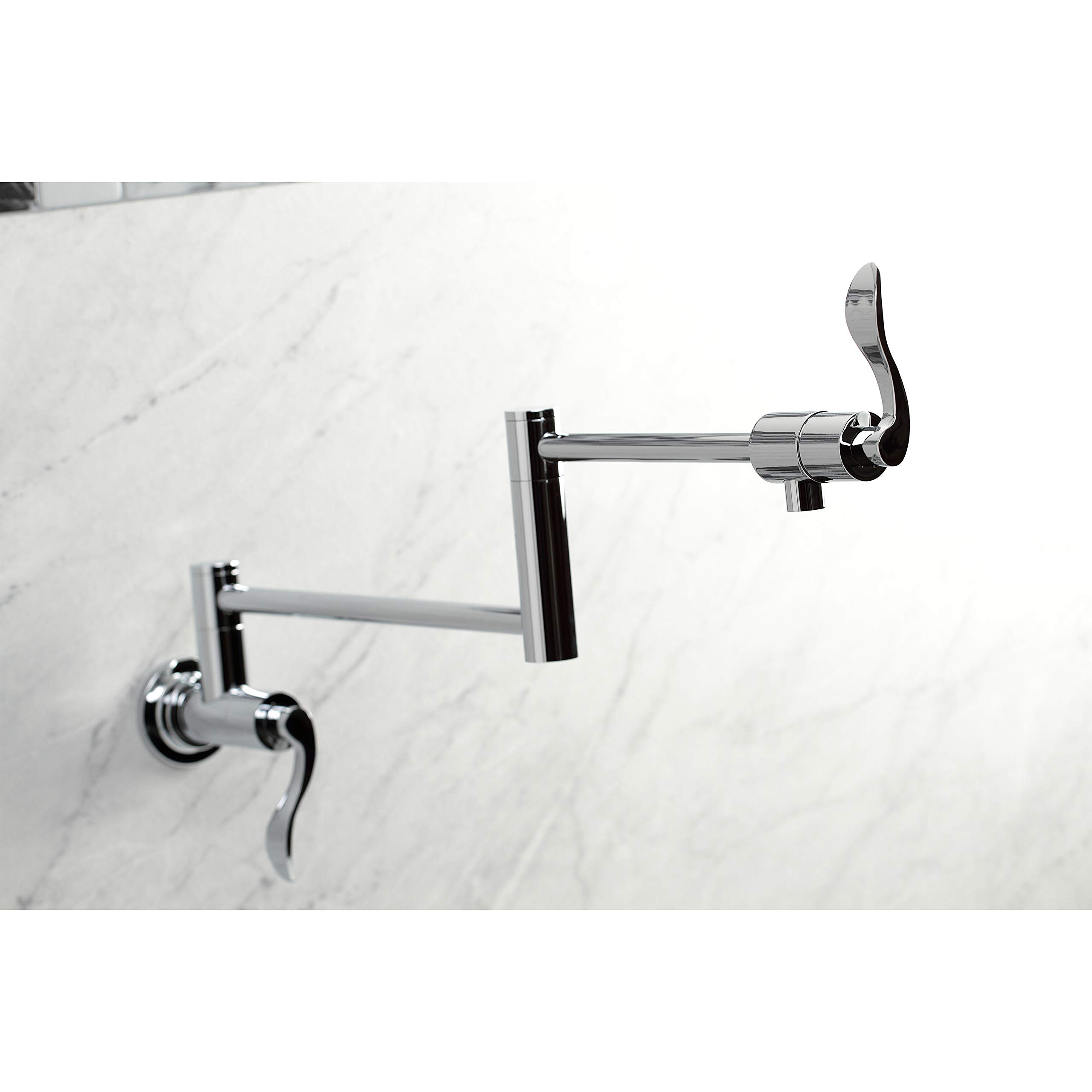 Kingston Brass KS4101DFL NuWave Wall Mount Pot Filler Faucet - Polished Chrome Finish - Ideal for Kitchen Sink, Cooking & Filling Large Pots
