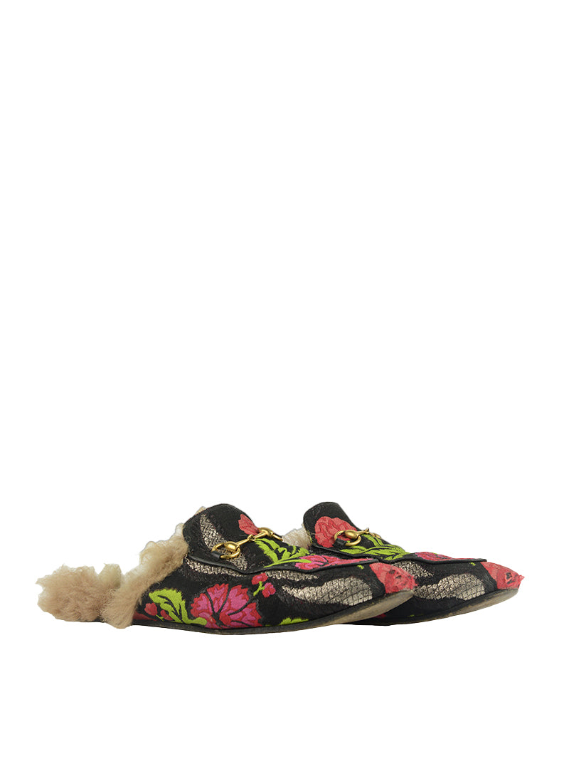 Gucci Princetown Floral Embroidered Leather Slippers - Women's Size 40 (US 9) - Luxury House Shoes for Home & Lounging