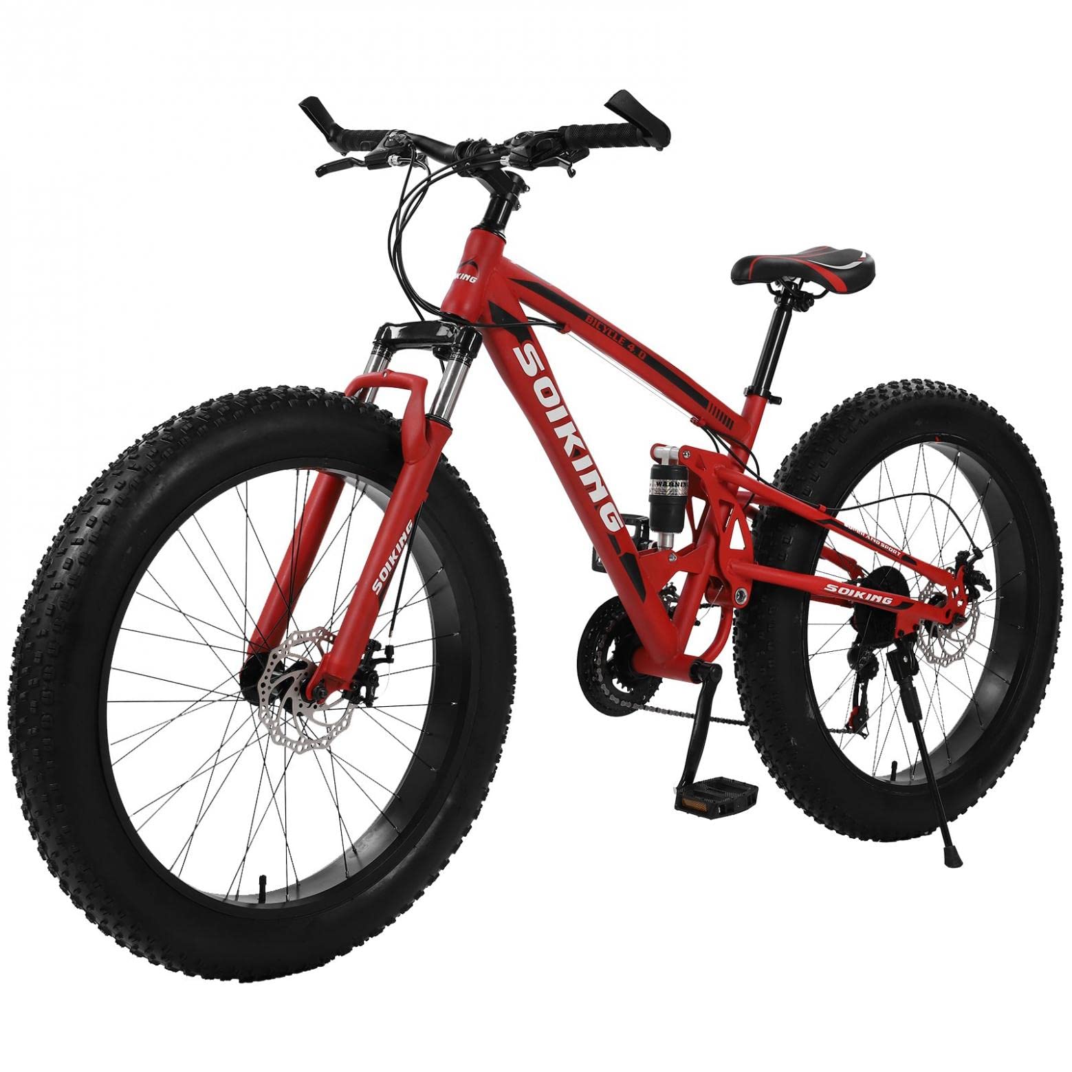 FWBNUIF Fat Tire Mountain Bike for Tall Men - 17-Inch Medium Frame Snow Bike with High-Tensile Steel | Perfect for Winter Trails & Off-Road Adventures