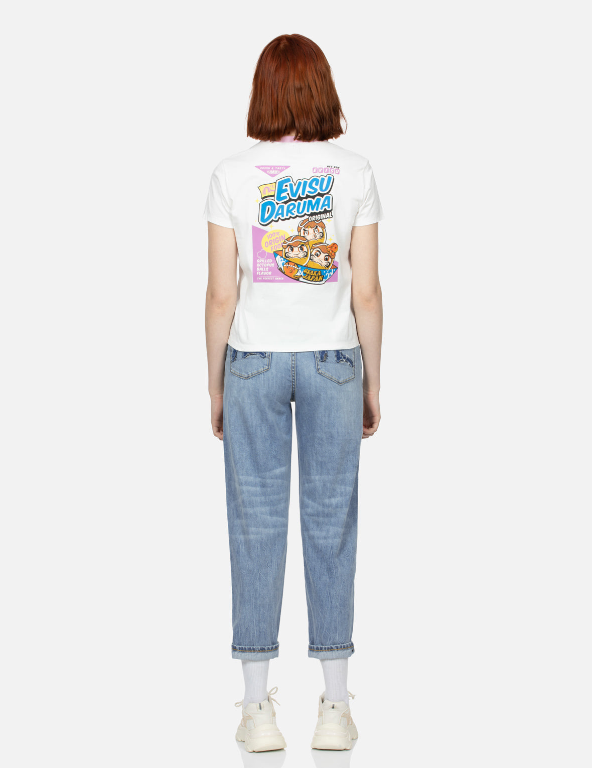Logo and Takoyaki Daruma Print Regular Fit Ringer T-Shirt - Casual Cotton Tee for Anime Fans & Japanese Streetwear Style | Perfect for Cosplay, Conventions, and Everyday Wear