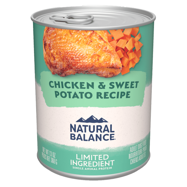 Natural Balance Limited Ingredient Chicken & Sweet Potato Recipe Canned Dog Food - Grain-Free Wet Food for Dogs with Sensitive Stomachs - Perfect for Mealtime & Digestive Health Support