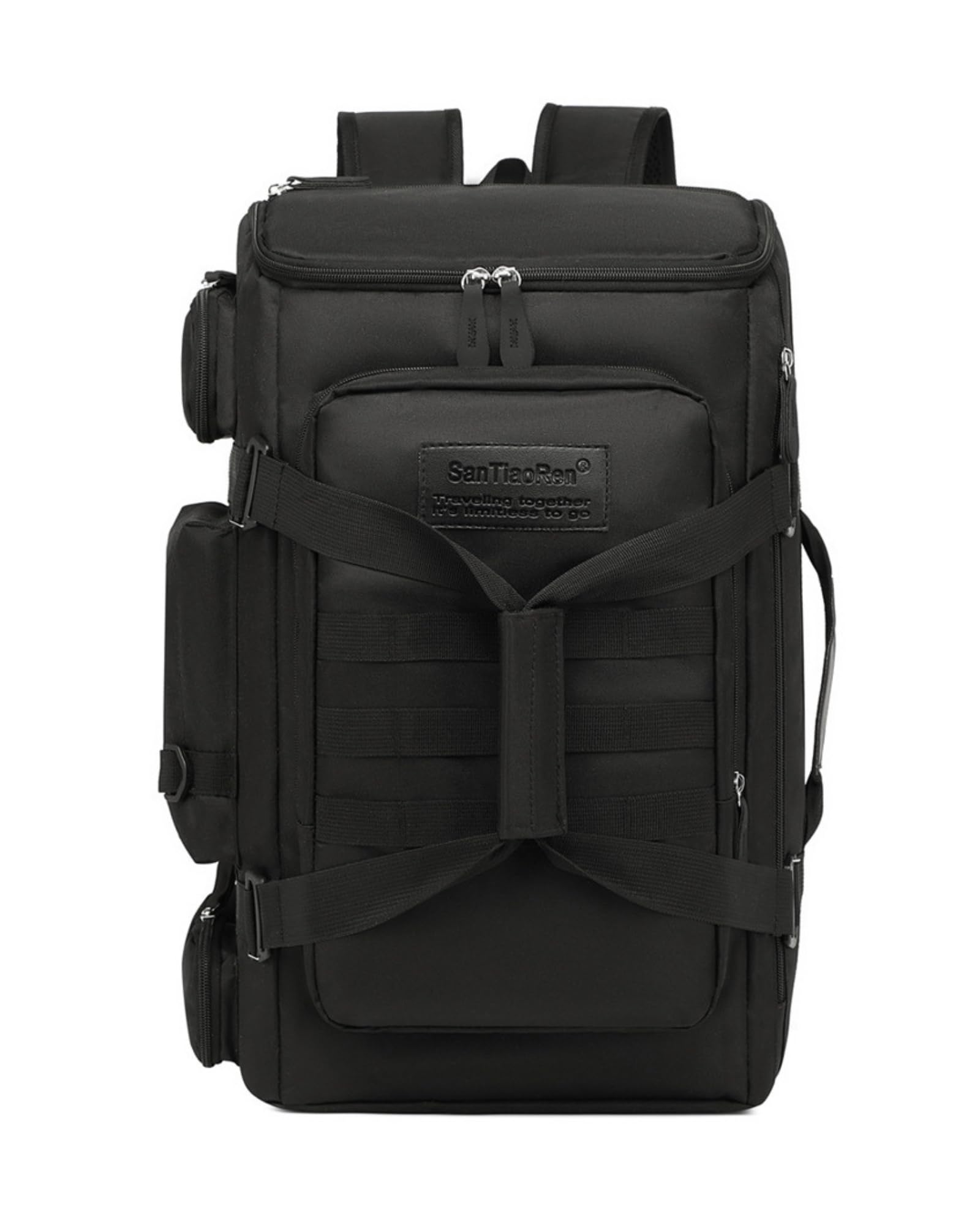 **50L Large Waterproof Travel Duffle Backpack for Men & Women - Gym Bag with Wet Pocket, Sports Carry-On Weekender for Workout, Fitness, Outdoor & Business Travel - Perfect for Gym, Hiking & Overnight Trips (Black)**
