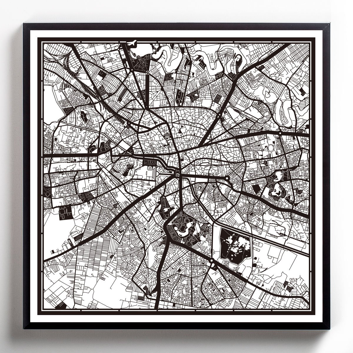 O3 Design Studio Bucharest Paper Cut Map - Black 12x12 Inches - Handmade Paper Art Wall Decor - Perfect for Home, Office & Gift Giving
