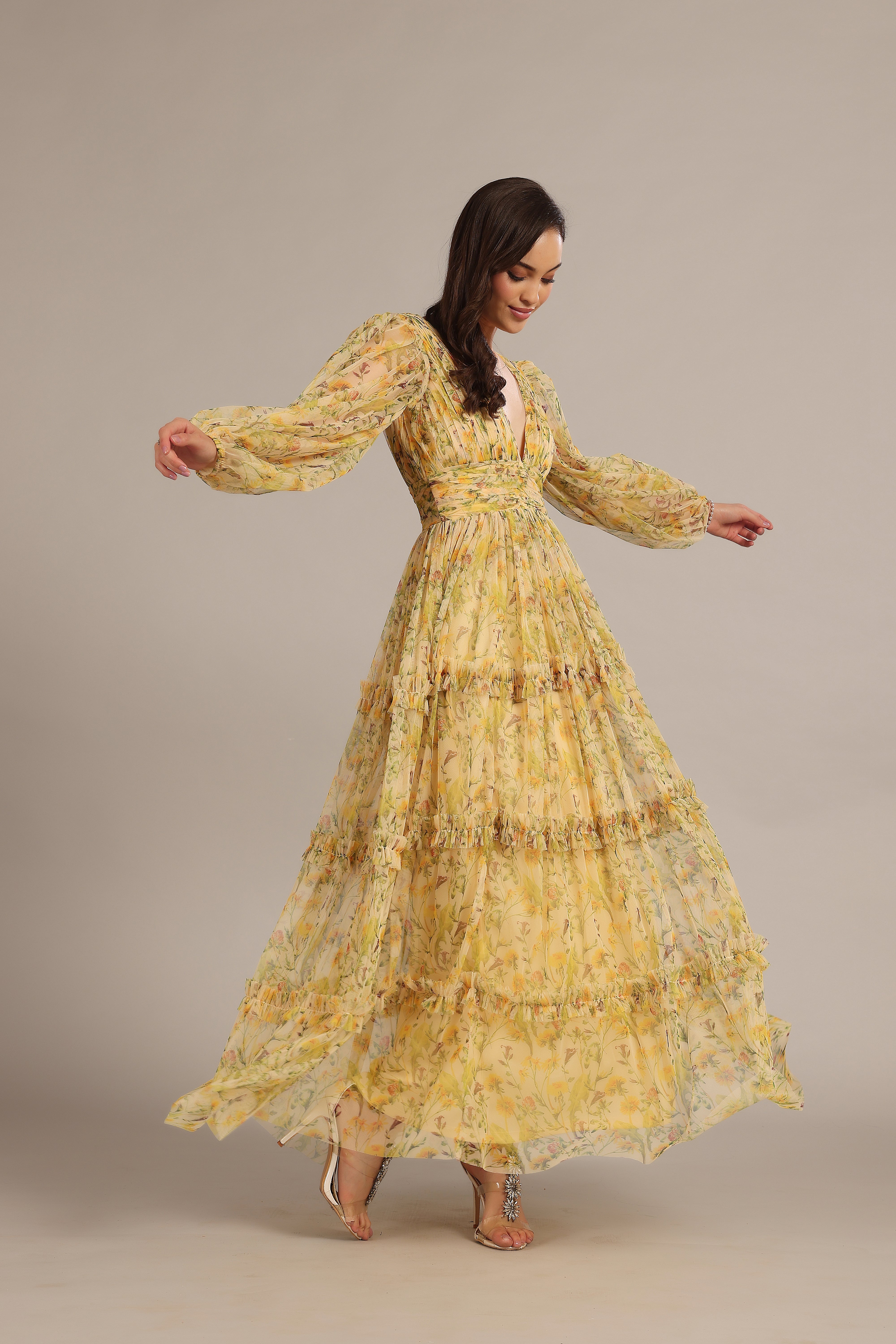 Lydia Maxi Dress - Floral Print Yellow Summer Dress for Women | Beach Wedding, Vacation & Casual Outfit