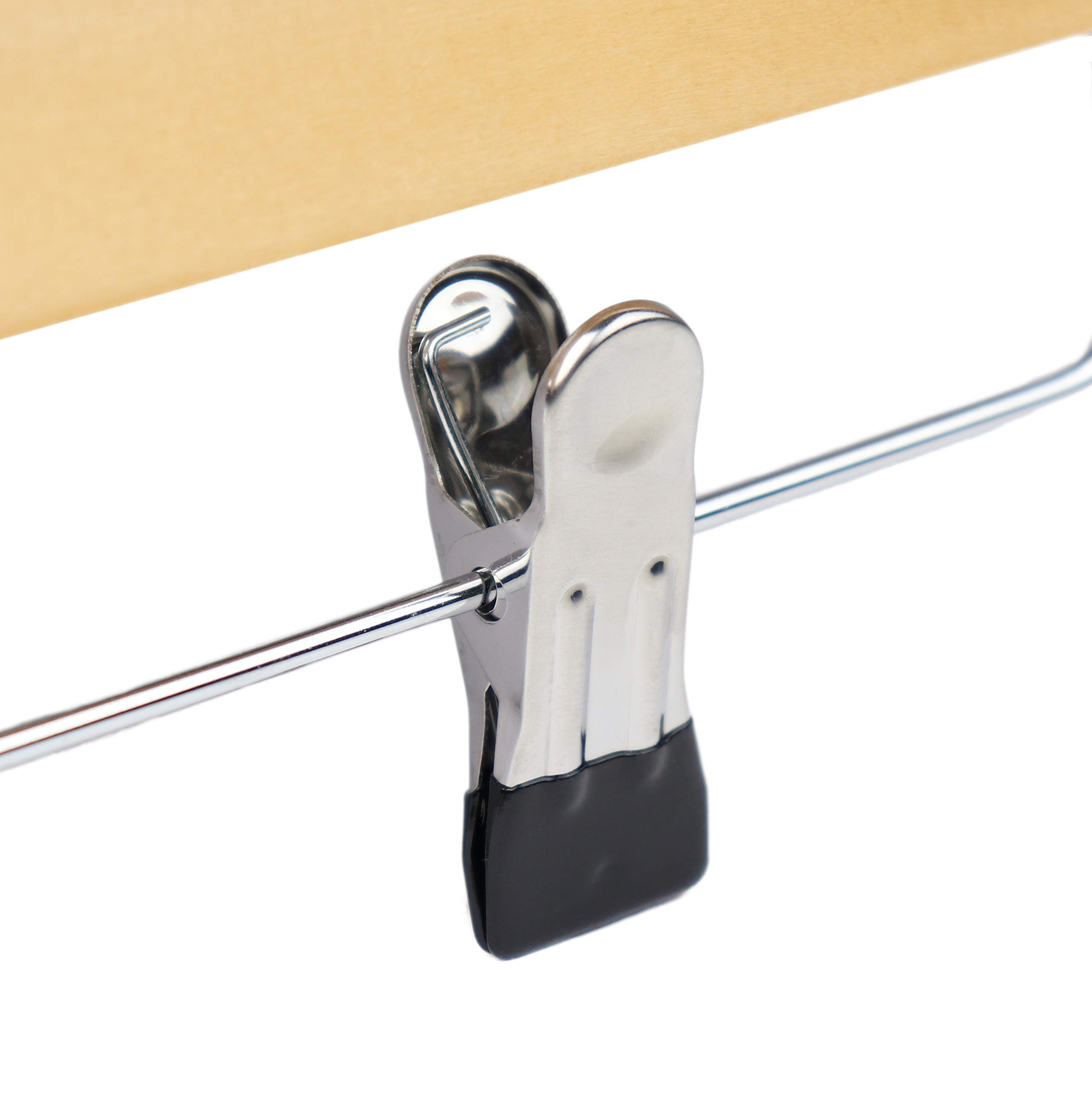 Natural Wooden Coat Hangers with Clips & Trouser Bar - 10 Pack for Pants, Skirts & Dresses | Choose Color & Quantity | Perfect for Closet Organization & Retail Display by The Hanger Store