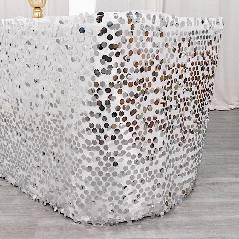 21 ft Big Payette Sequin with Satin Dual Layered Table Skirt - Elegant Party Decor for Weddings, Banquets & Special Events