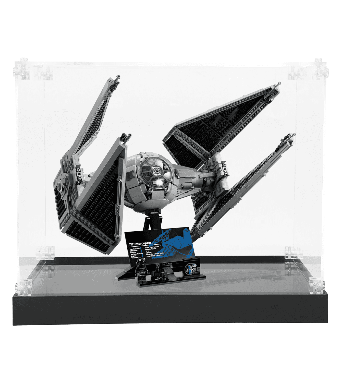 LEGO Star Wars TIE Interceptor 75382 Display Case - Clear Acrylic Showcase for Collectible Building Set | Perfect for Home Decoration, Office Display & Gift Giving