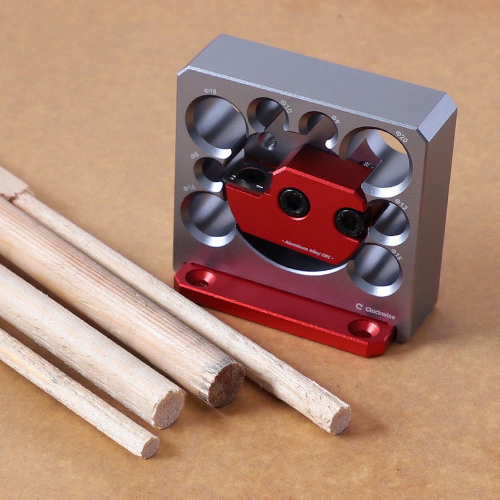 8-Hole Wood Dowel Plate with Adjustable Carbide Inserts - Professional Woodworking Doweling Jig for DIY Projects & Furniture Making | Perfect for Joinery, Cabinet Making & Wood Crafts