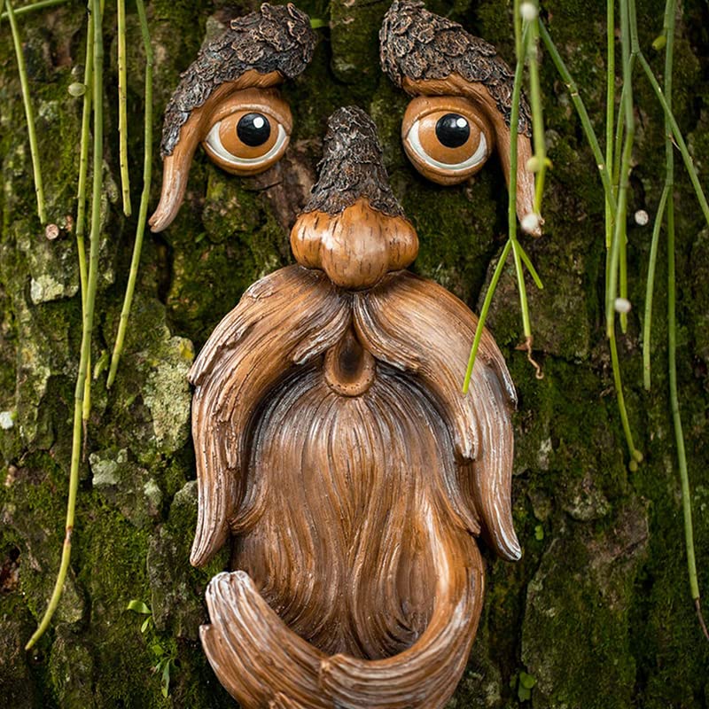 Funny Old Man Tree Face Bird Feeder - Wild Bird Feeder & Outdoor Garden Decor for Halloween, Yard Art, and Spooky Decoration - Attracts Birds to Your Backyard or Patio