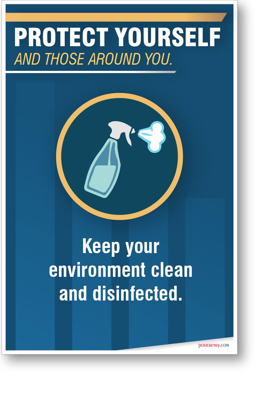 Keep Your Environment Clean & Disinfected - Public Health Poster for Offices, Schools & Public Spaces | PosterEnvy