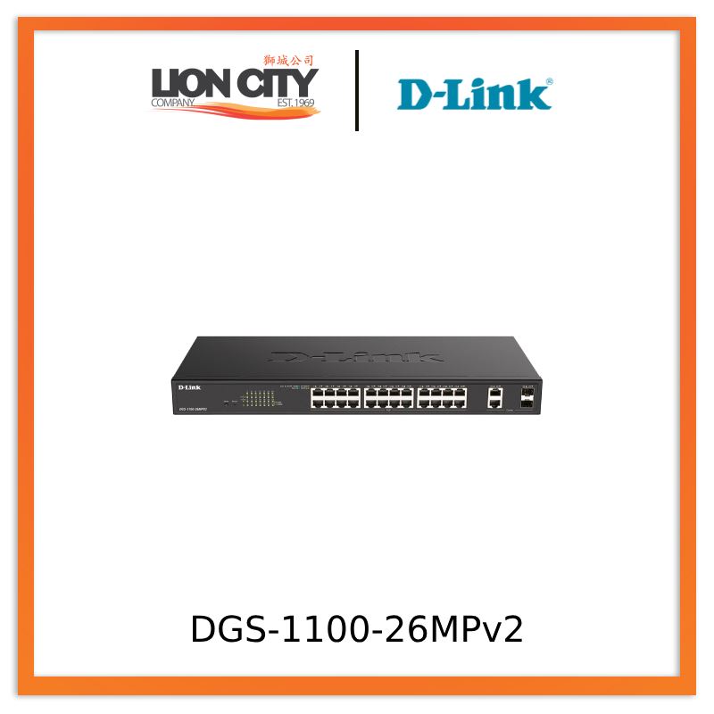 D-Link DGS-1100-26MPv2 26-Port Gigabit PoE Smart Managed Switch | Network Switch for Office, Home & Business | High-Speed Ethernet Connectivity for IP Cameras, VoIP & Wireless Access Points