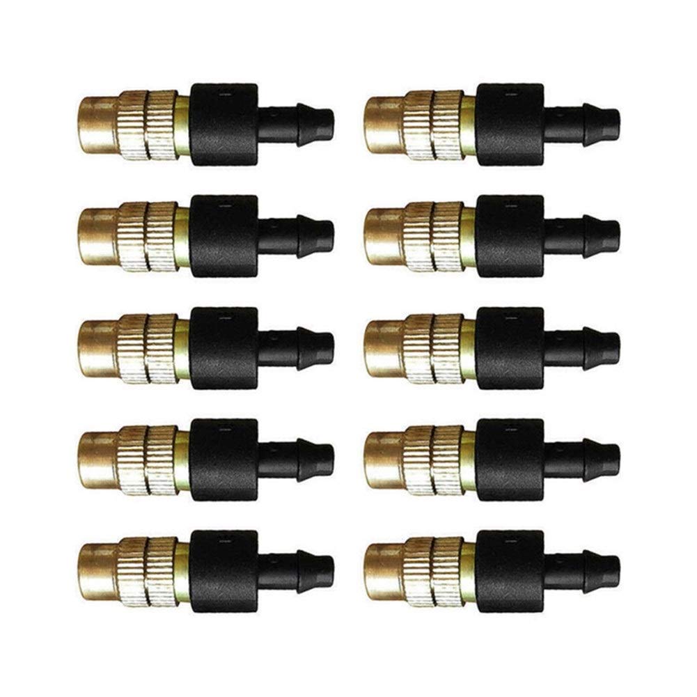 20PCS Copper Misting Nozzles - Brass Garden Watering Spray Sprinklers with Cooling Thread for Plants, Flowers & Lawn Care - Perfect for Greenhouse, Hydroponics & Outdoor Gardening (Yellow)