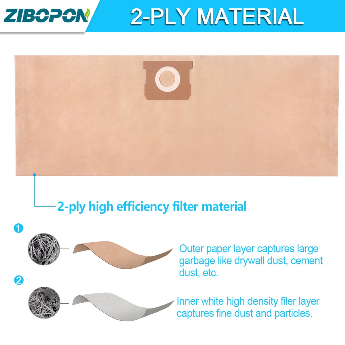 8 Pack 25-1238 Vacuum Bags - Compatible with Stanley & Porter Cable 4 Gallon Wet/Dry Vacuum Models SL18301-4B, SL18301-3B, PCX18301-4B, PCX18301-4C - Perfect for Dust Collection, Workshop Cleaning, and DIY Projects