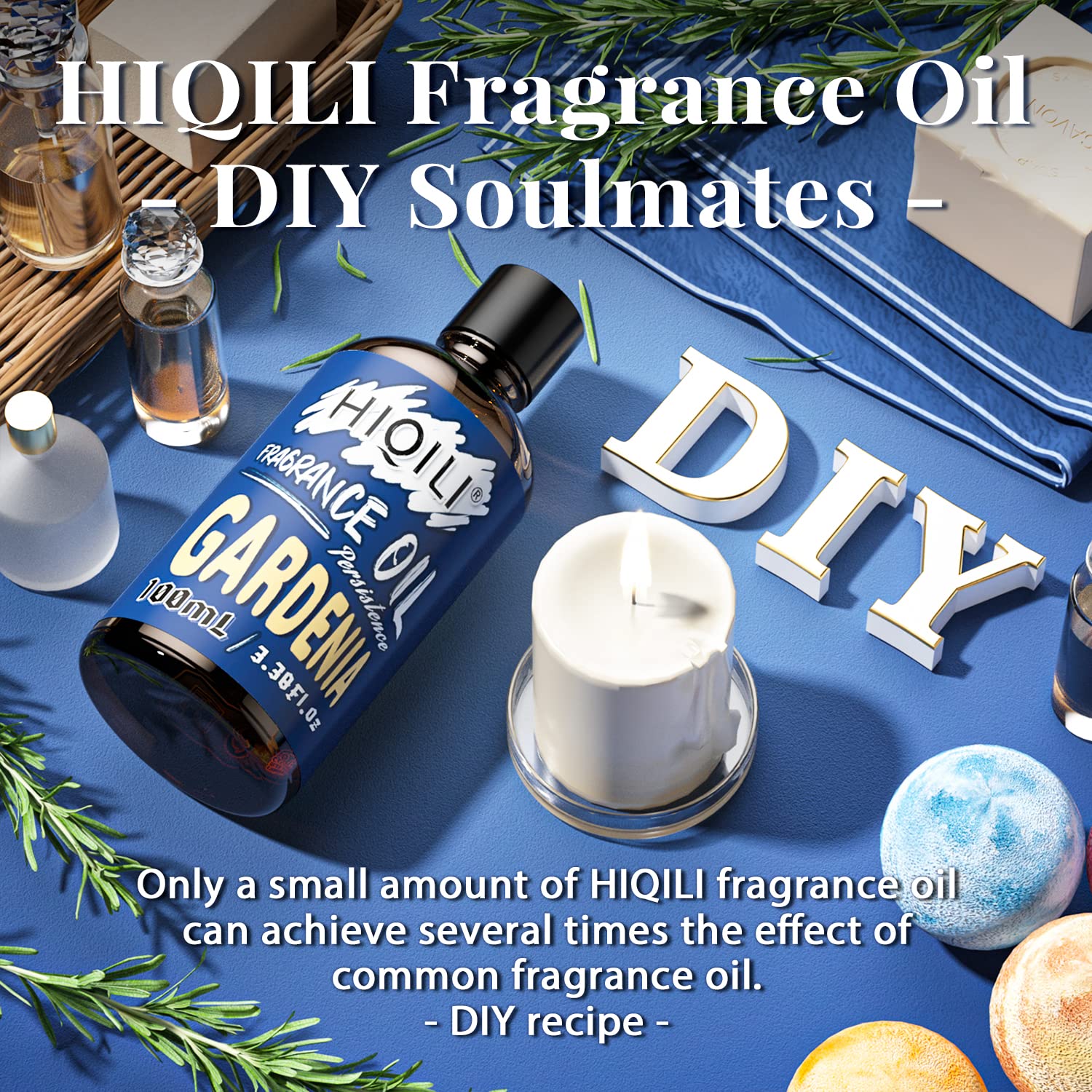 HIQILI 100ml Gardenia Fragrance Oil for Candle Making, Diffusers, Soap & Slime - Premium Essential Scented Oil for Home, Car & Aromatherapy (3.38 Fl Oz) - Create Relaxing Spa Atmosphere & Fresh Car Interior