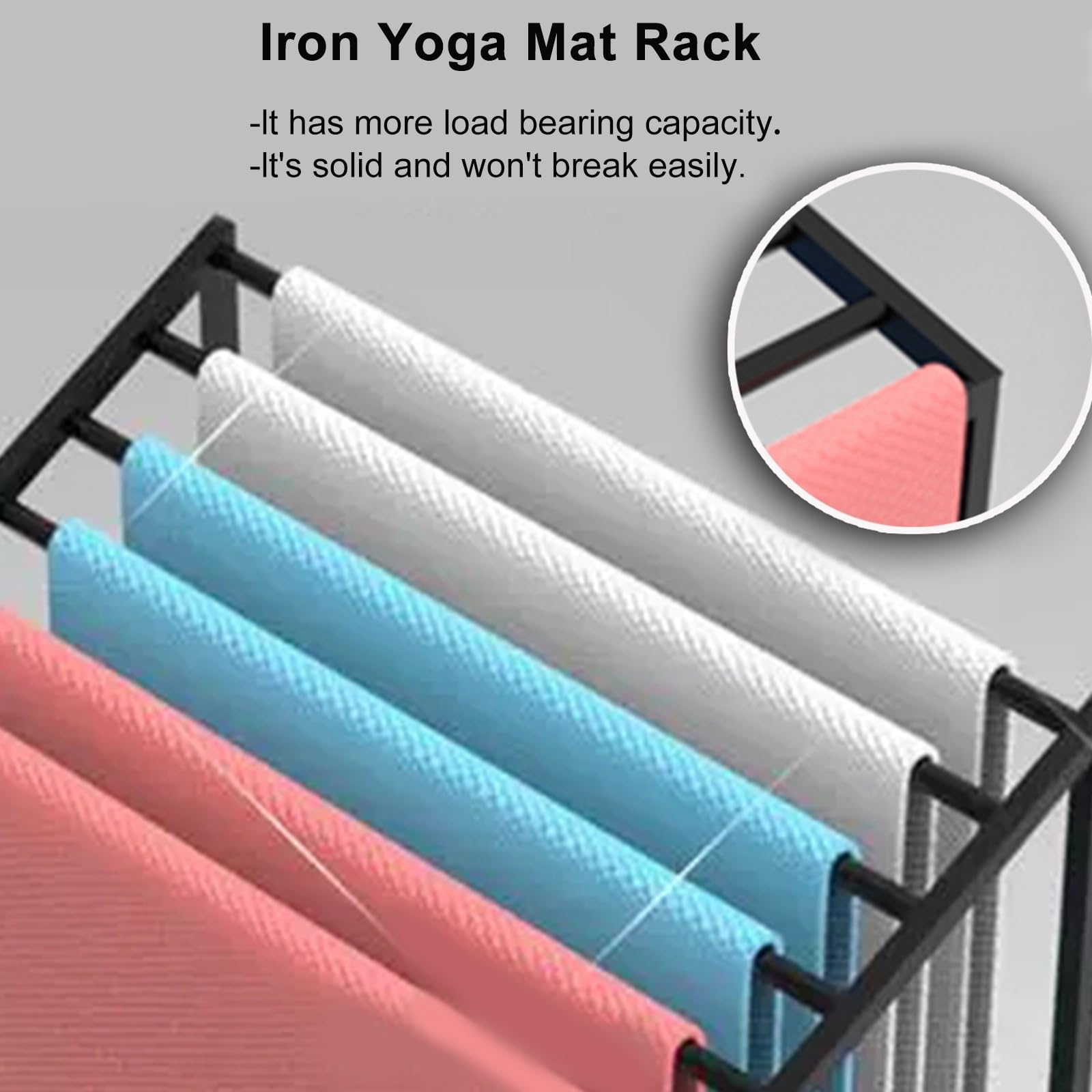 AMUFJJ Adjustable Yoga Mat Rack with Wheels - Yoga Mat & Towel Organizer Stand for Home Gym & Studio - Portable Exercise Equipment Storage (Black, 85x45x120cm) - Perfect for Small Spaces & Yoga Mat Drying