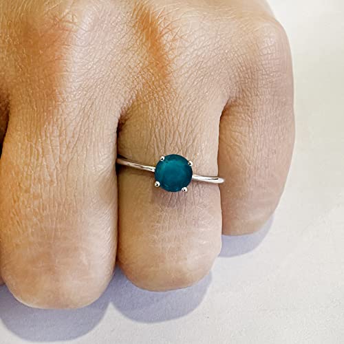 14K Gold Plated 925 Sterling Silver Round Cut London Blue Topaz Solitaire Engagement Ring for Women - Elegant Wedding, Anniversary & Promise Ring Gift