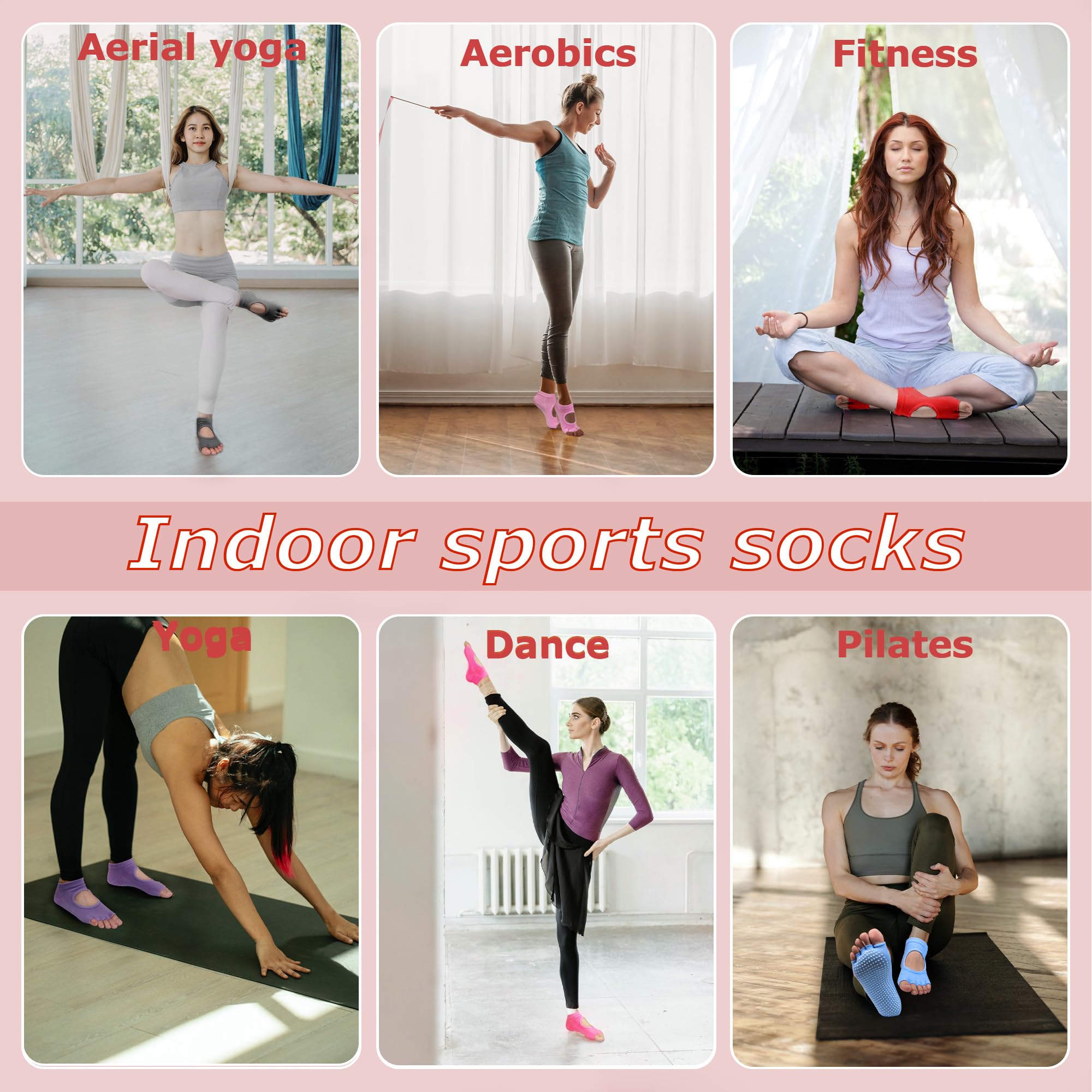 Non-Slip Pilates Socks for Women - Yoga & Workout Grip Socks