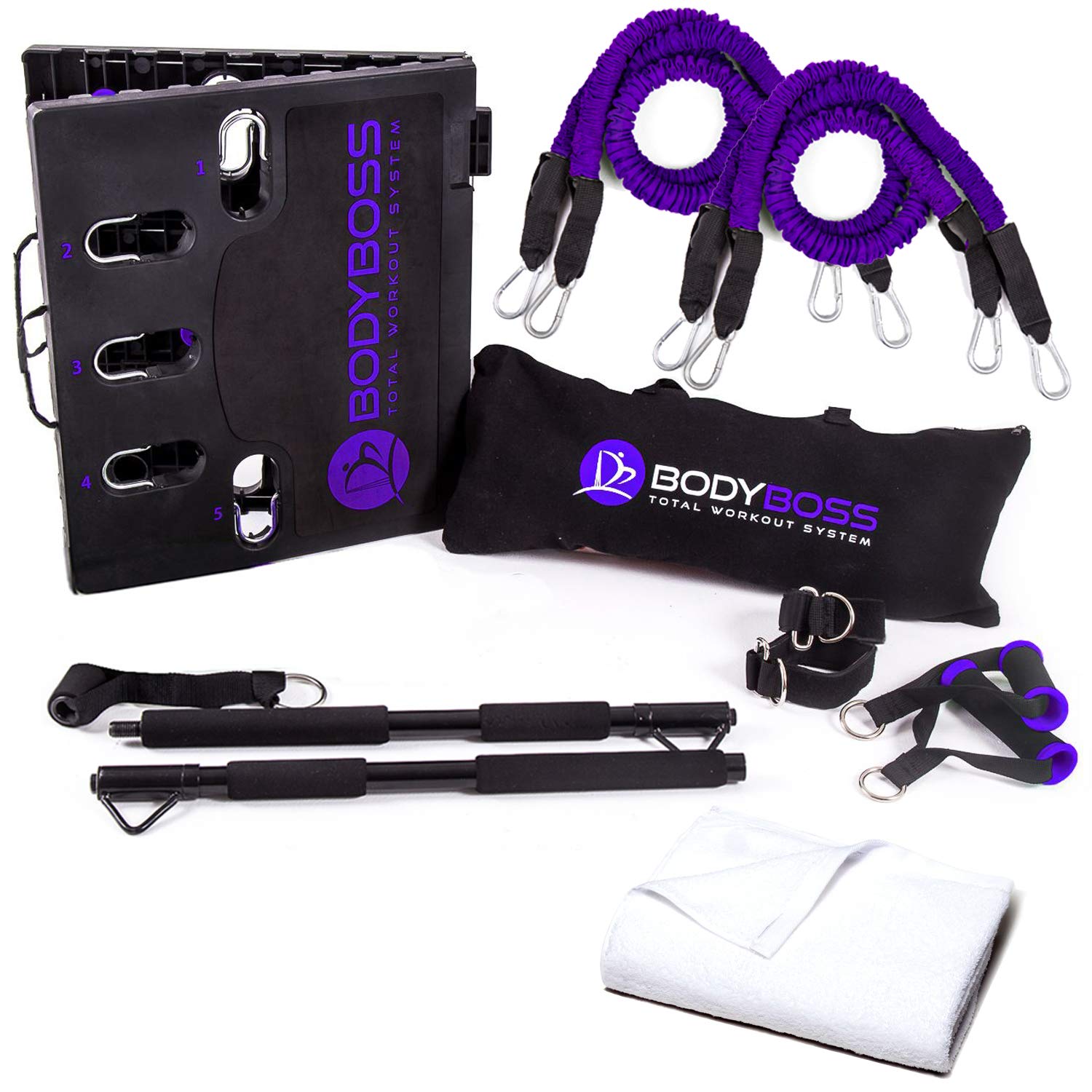 6Ave Home Gym 2.0 Full Portable Gym Equipment Set - PKG4 Purple for Strength Training & Cardio | Perfect for Small Spaces & Home Workouts