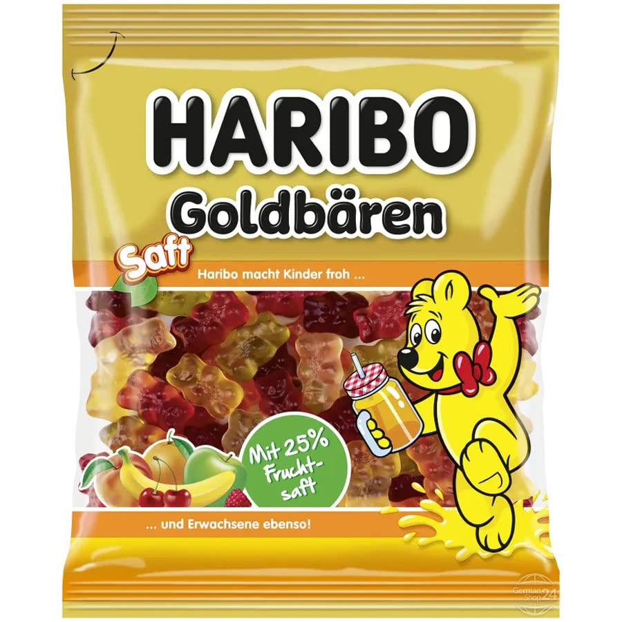 Haribo Saft Goldbären Gummy Bears Candy - 5.6oz (160g) Pack of German Fruit Flavored Chewy Gummy Candy - Perfect for Parties, Snacking & Lunch Box Treats