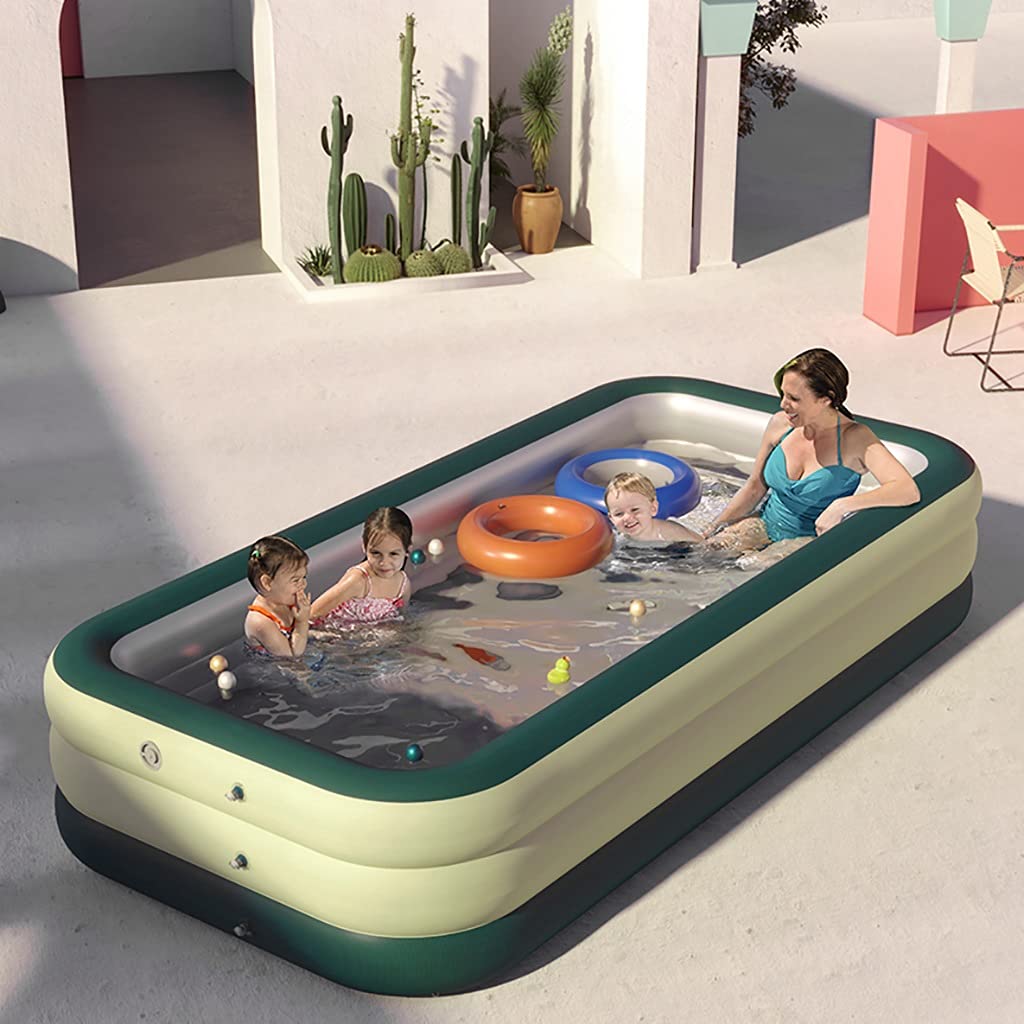 **Inflatable Swimming Pool with Free Pump - Family Size Kiddie Pool for Kids, Toddlers & Adults (Ages 3+) - Outdoor, Backyard, Garden Use - Perfect for Summer Fun & Relaxation**