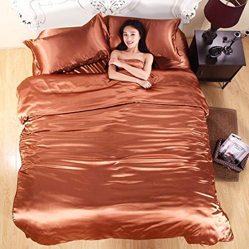 Soft Luxurious Silk-Like Satin 10-Piece Comforter Set - Olympic Queen Size Bedding with Duvet Cover, Flat Sheet, Fitted Sheet & 6 Pillowcases - Durable & Comfortable Lilac Bed Set for Master Bedroom, Guest Room or Luxury Hotel