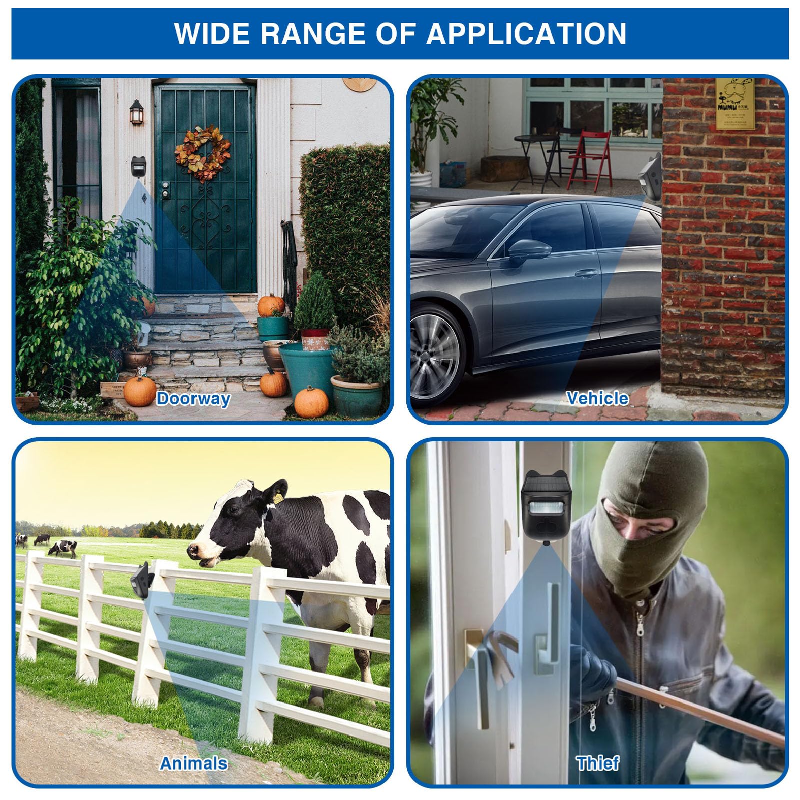 Long Range Solar Wireless Driveway Alarm System - Weatherproof Outdoor Motion Detector with 129dB Siren & LED Alert - Home Security for Yard, Garage, Farm & Property Protection (Ideal for Driveways, Backyards & Perimeter Security)