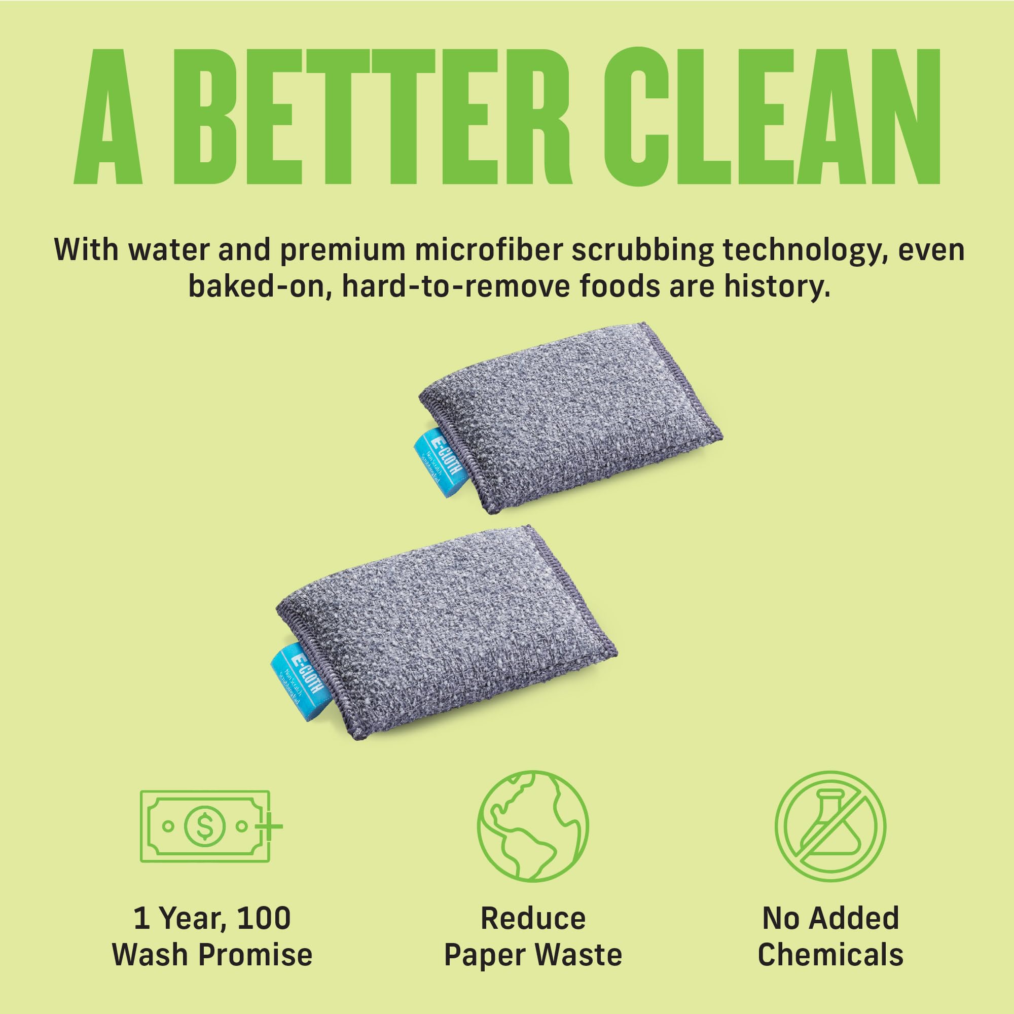 E-Cloth Non-Scratch Scrubbing Pads - Reusable Dish Sponges & Kitchen Cleaning Sponges - Eco-Friendly Scrubber for Pots, Pans & Cookware - Gentle Yet Effective Cleaning - 2-Pack - Perfect for Daily Dishwashing and Tough Stain Removal