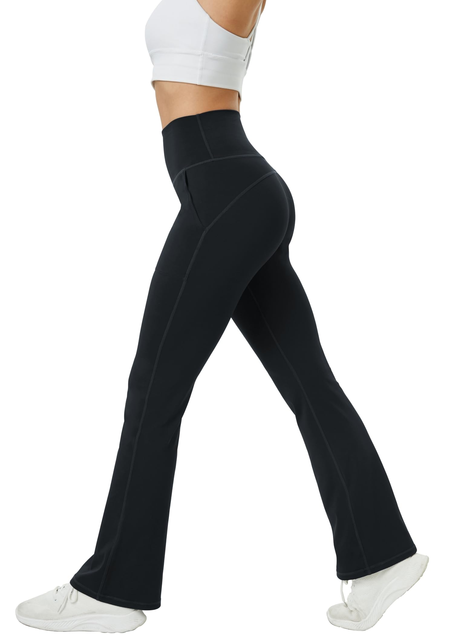 TOPYOGA Women's High Waist Flare Yoga Pants - Tummy Control Bootcut Leggings with Pockets for Workout, Running & Lounge Wear | Wide Leg Stretchy Athletic Pants for Yoga, Gym & Casual Outfits