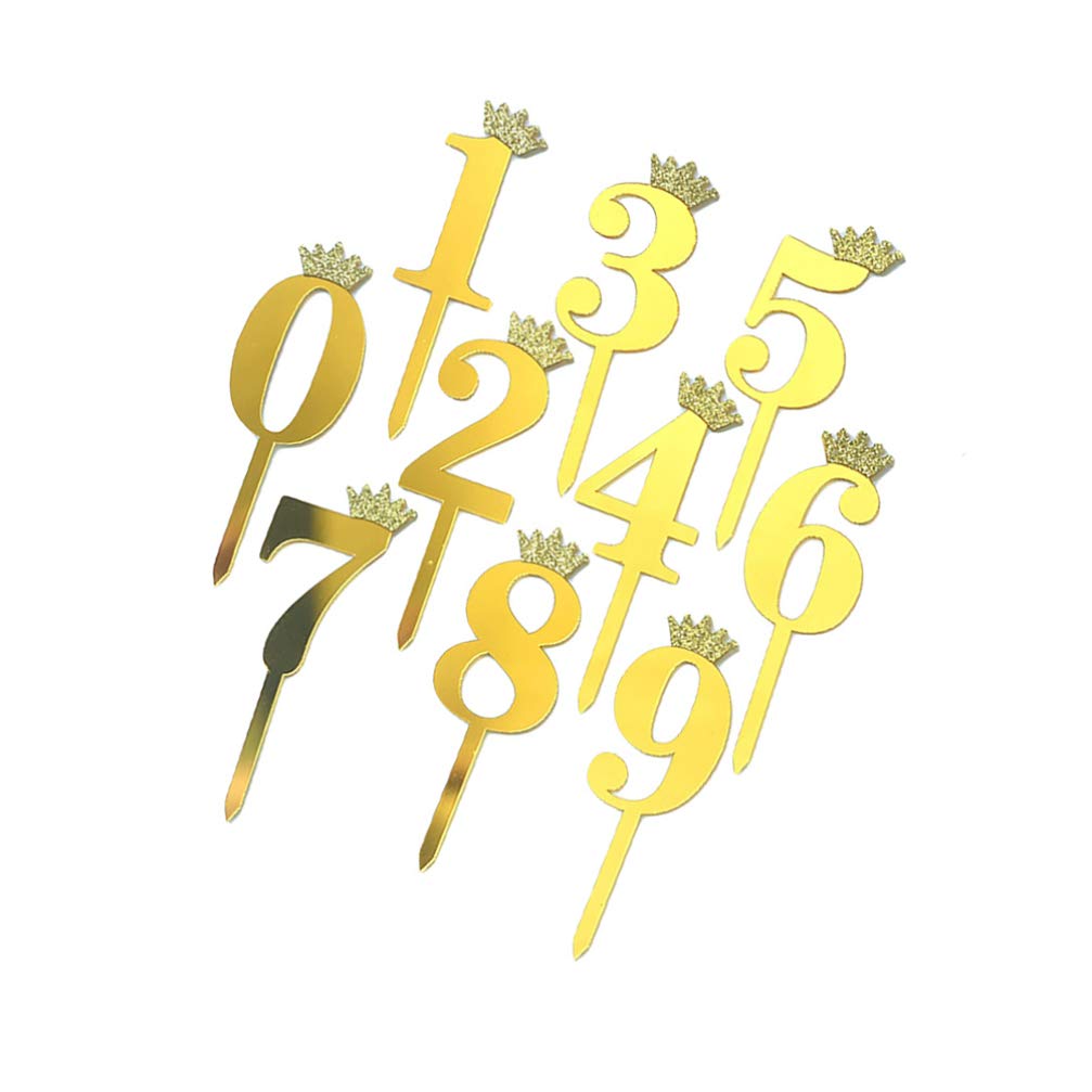 10pcs Acrylic Number Cake Toppers - Reusable Digital Cake Inserts, Cupcake Toppers & Cake Decorations for Birthday, Wedding, Anniversary Parties (Perfect for DIY Cake Decorating)
