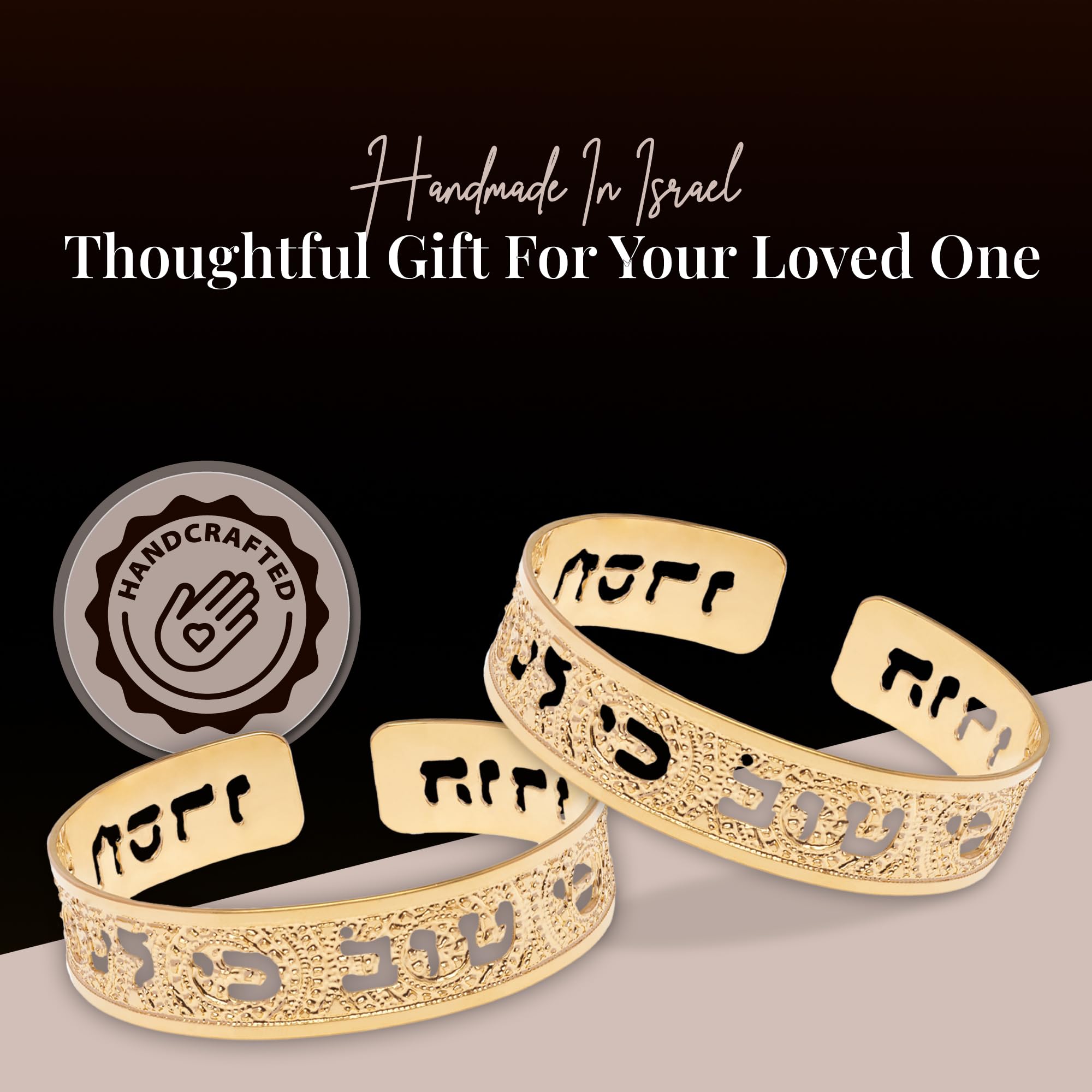 Psalms 136:1 Dainty Gold Cuff Bracelet - Hebrew Scripture Jewelry for Women - Christian & Jewish Gift - Handmade in Israel - Perfect for Daily Wear, Church, Bible Study & Special Occasions