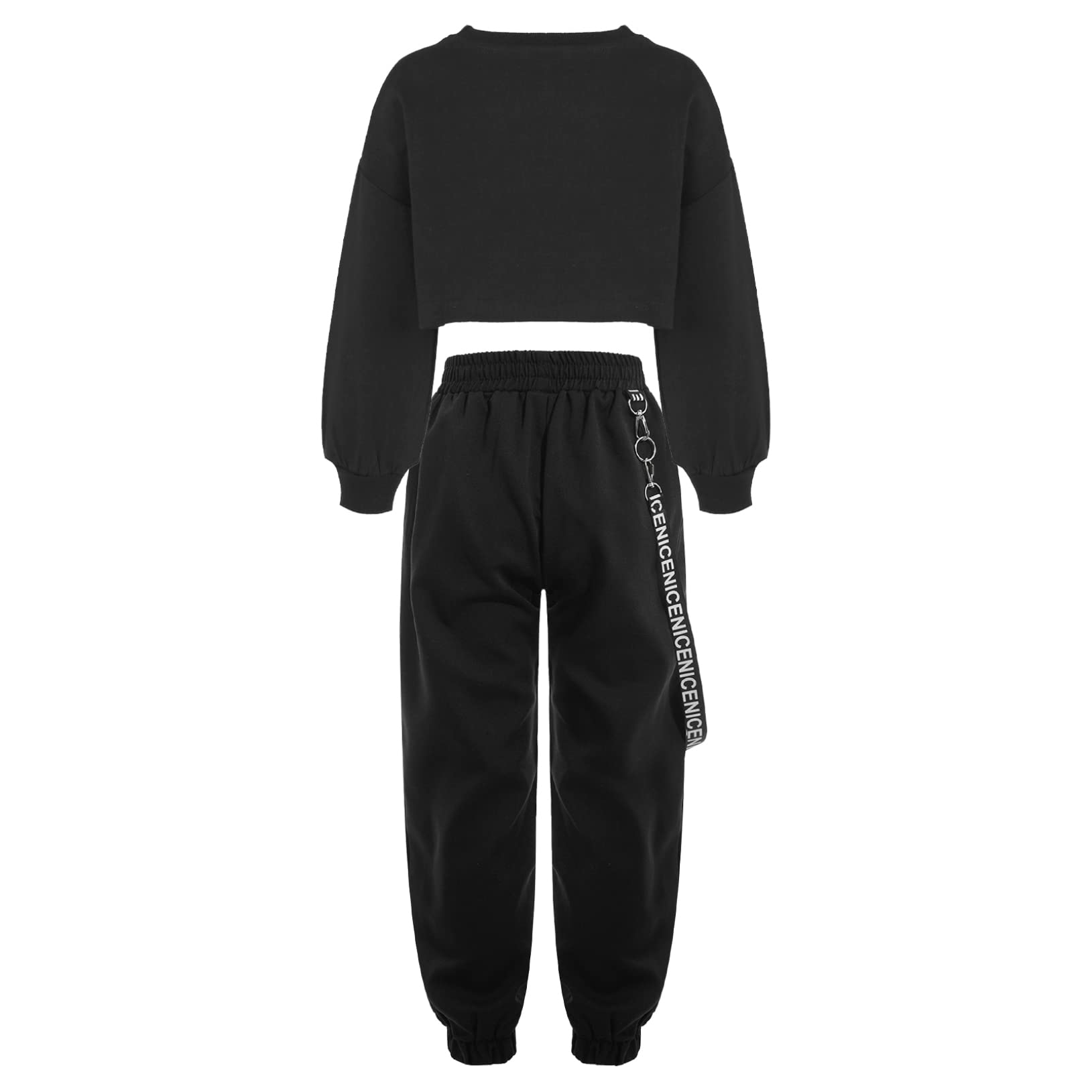 Freebily Girls' Tracksuit Set - Stylish Sweatshirt, Pullover Crop Top & Joggers for Dance, Jazz & Hip Hop | Perfect for Modern Dance Classes, Gym Workouts & Casual Streetwear