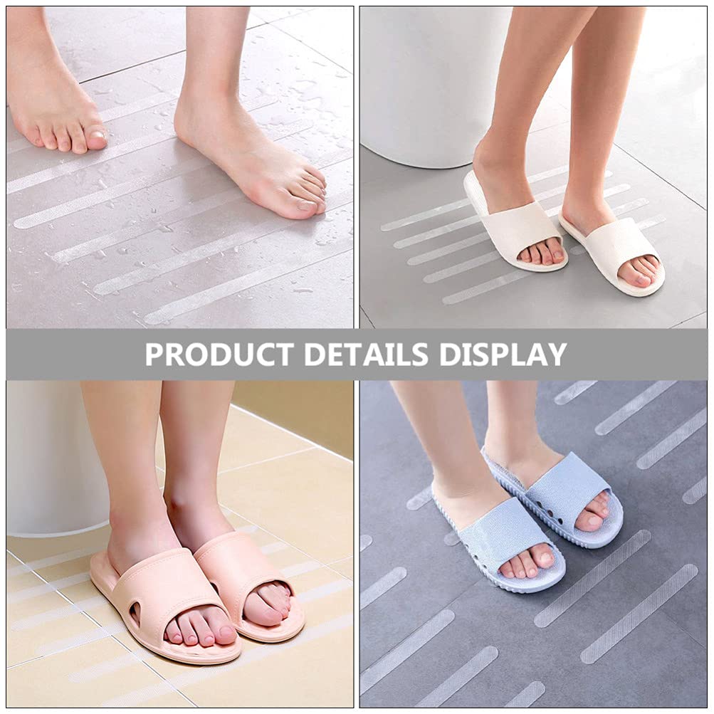 24-Piece Transparent Non-Slip Bathroom Floor Stickers | Anti-Skid Bathtub & Pool Safety Tape | Waterproof Adhesive Strips for Showers, Stairs, and Slippery Surfaces