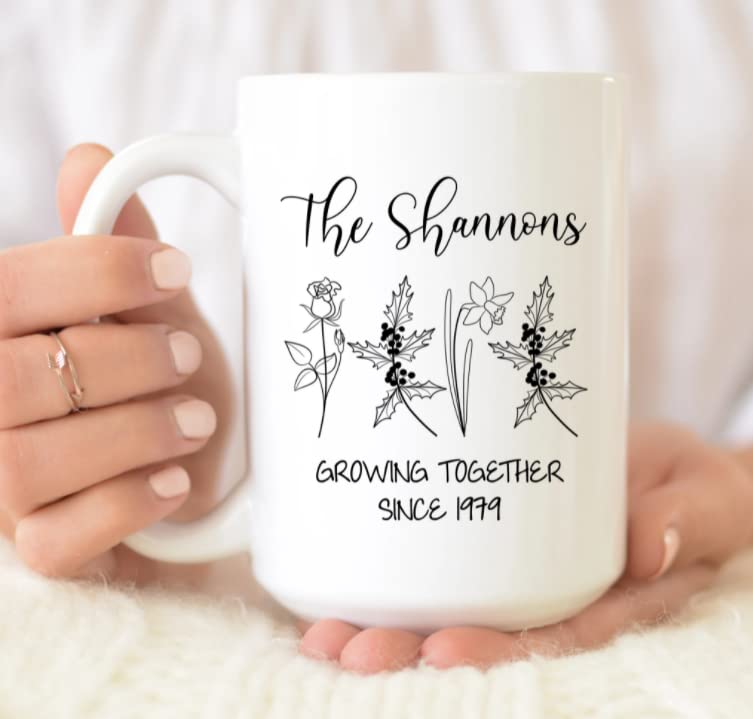 Custom Flower Growing Together Coffee Mug - Mother's Day & Birthday Gift for Mom, Novelty Tea Cup from Daughter or Son, Perfect for Women & Moms, Ideal for Morning Coffee or Afternoon Tea Moments